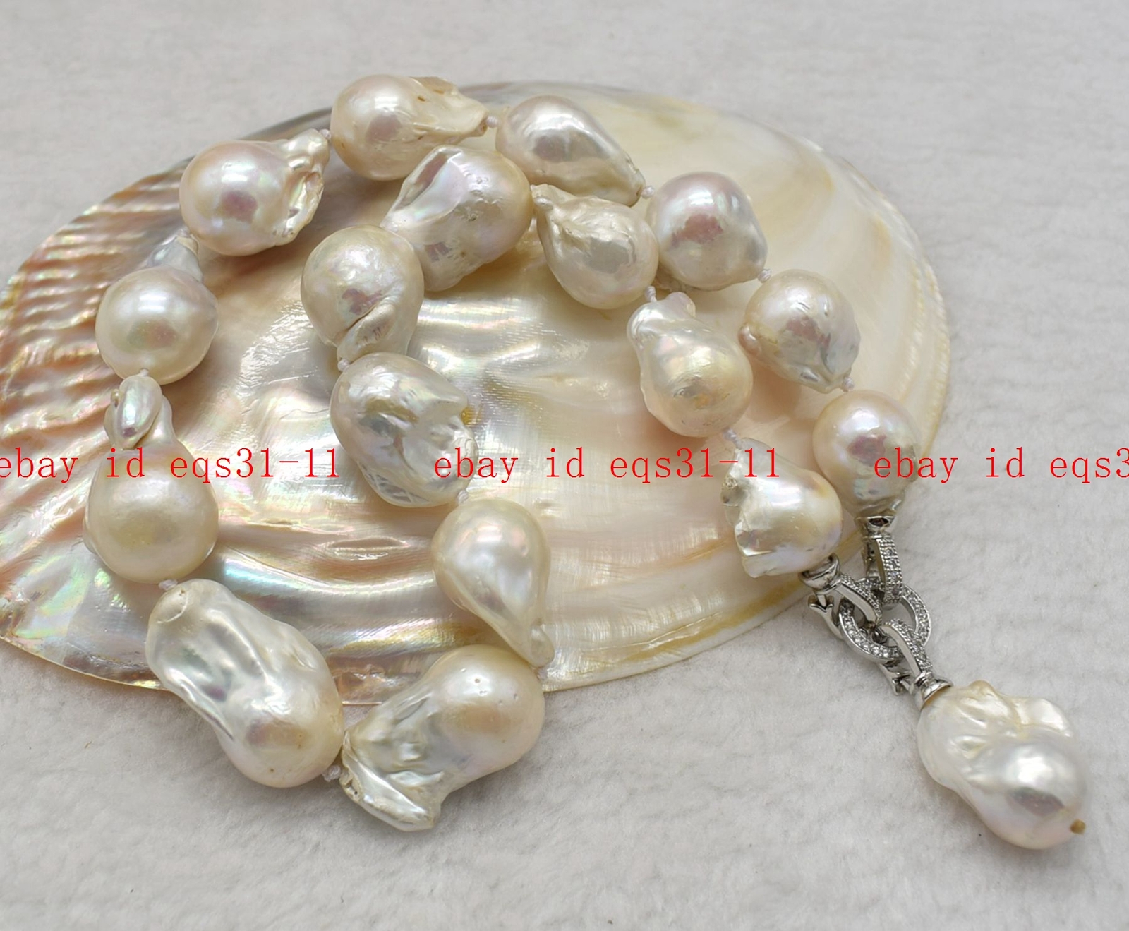 Natural 15x20mm White Freshwater Cultured Baroque Pearl Pendant Necklace 16-28″