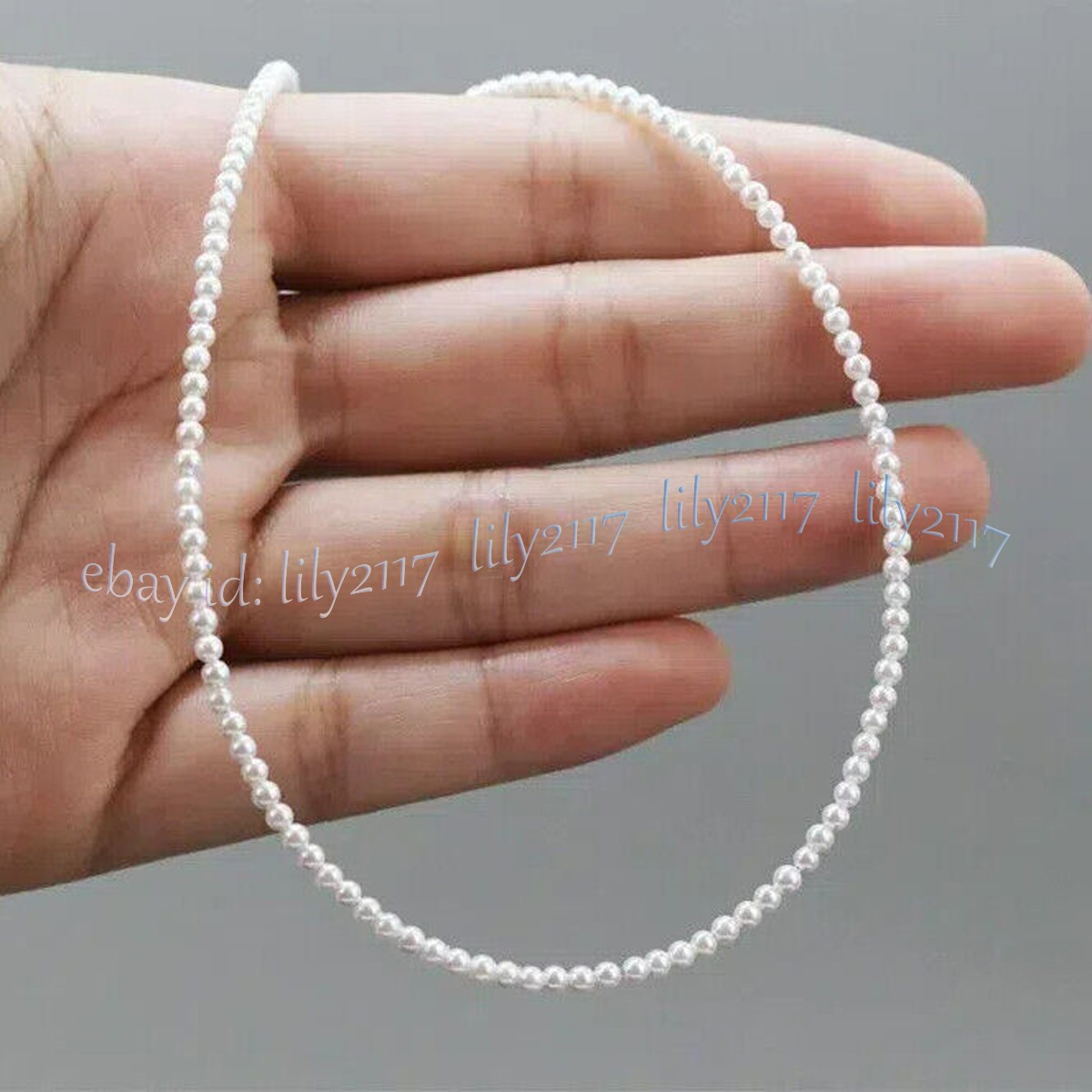 Classic Small 3mm White South Sea Shell Pearl Round Beads Necklace 14-28 inches