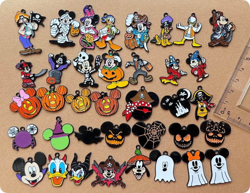 100Pcs Halloween Pumpkin mickey minnie Charm necklace Pendant DIY Jewelry Making