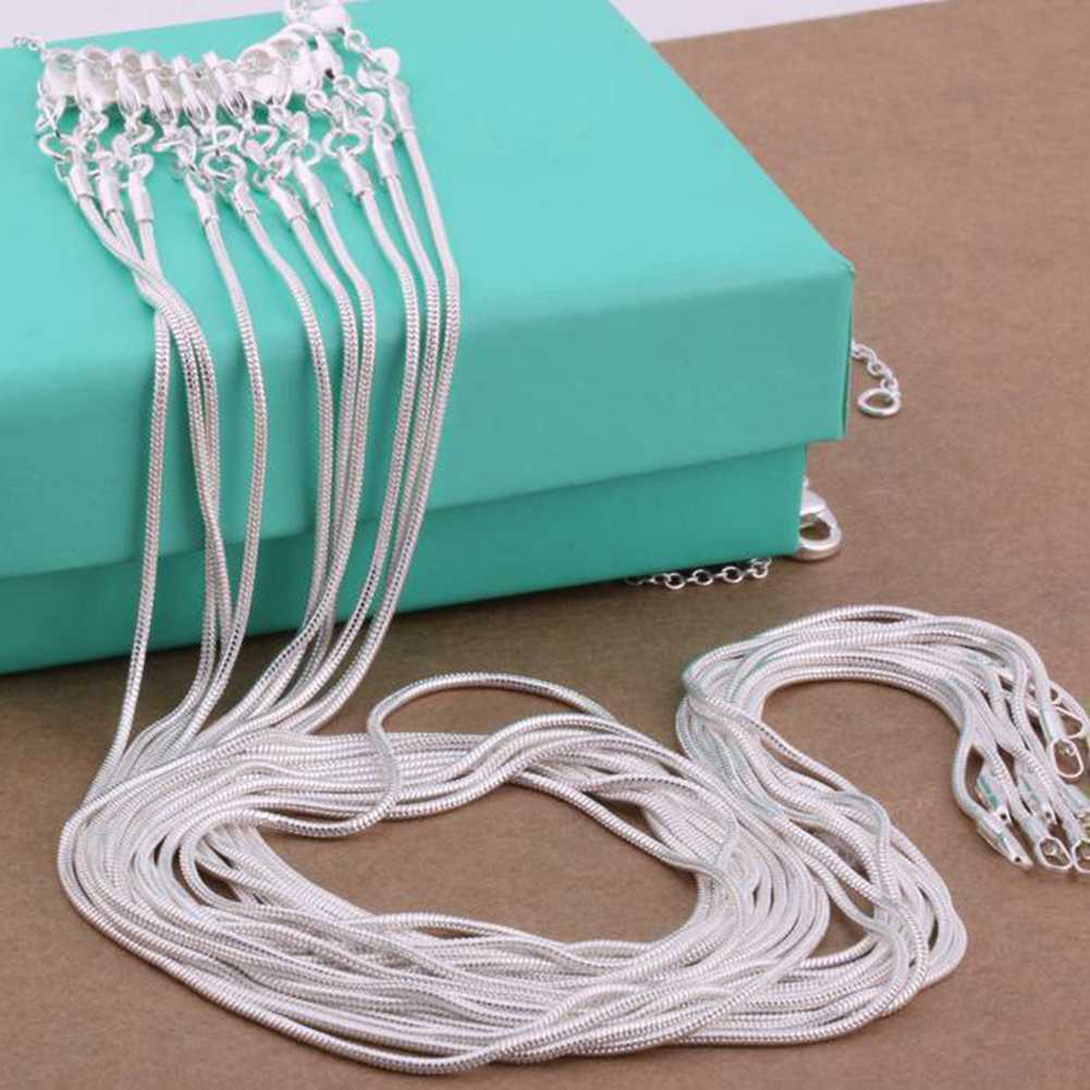 10PCS Wholesale 925 Sterling Solid Silver 1MM Snake Chain Necklace XXDC08