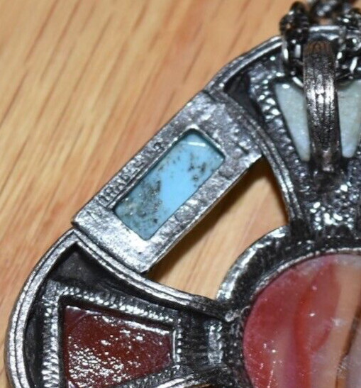 Lot of 2 Miracle Brooch & Celtic Cross Pendant Necklace Pin Faux Agate England