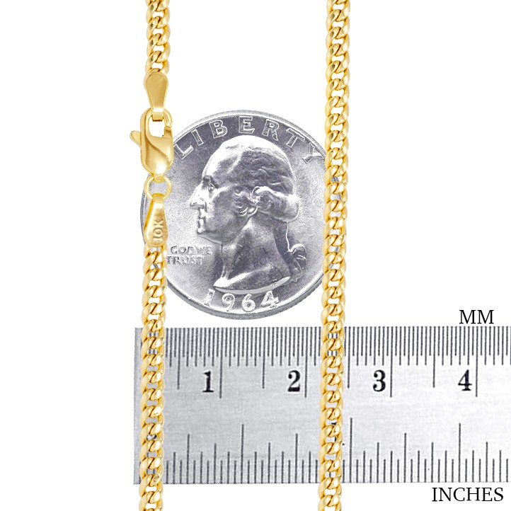 10K Yellow Gold 3mm Miami Cuban Link Chain Bracelet Men Women 7″ 7.5″ 8″ 8.5″ 9″