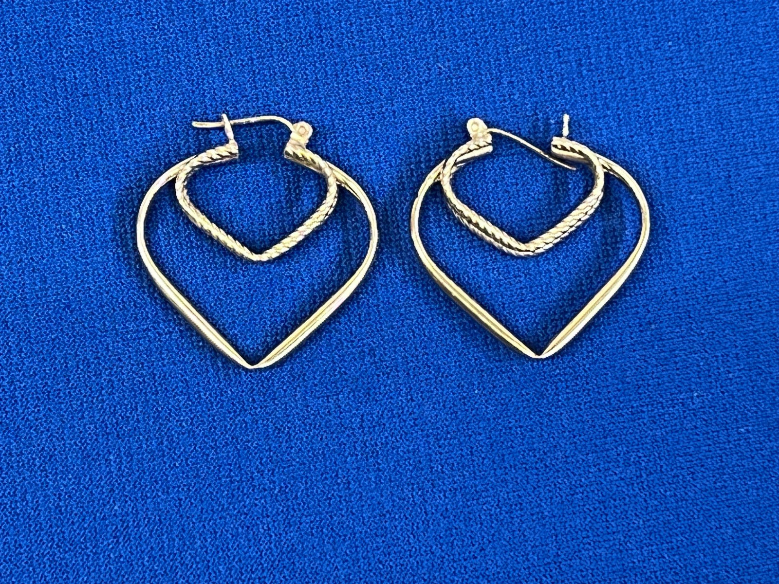 Vintage Double Heart Hoop Earrings 14K GF