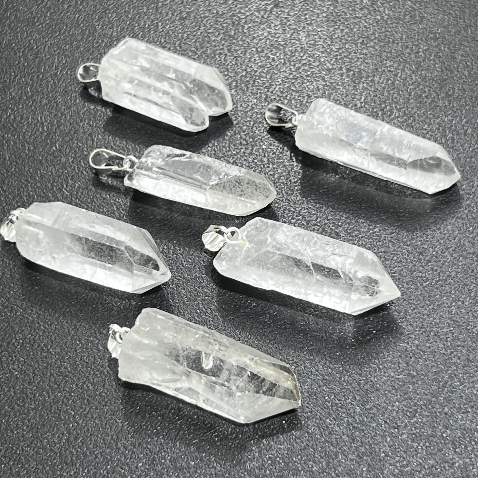 Raw Quartz Crystal Pendant Large Rough Clear Point Necklace Charm