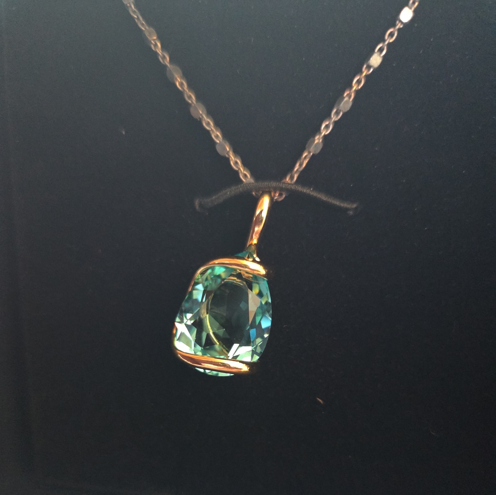 STAUER 18” Cristalli Fluente 24k finished Pendant Necklace Aqua NIB