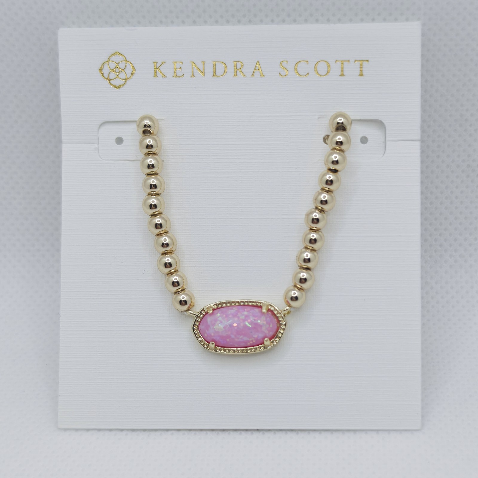 Kendra Scott Elisa Gold Beaded Short Necklace in Pink Opal