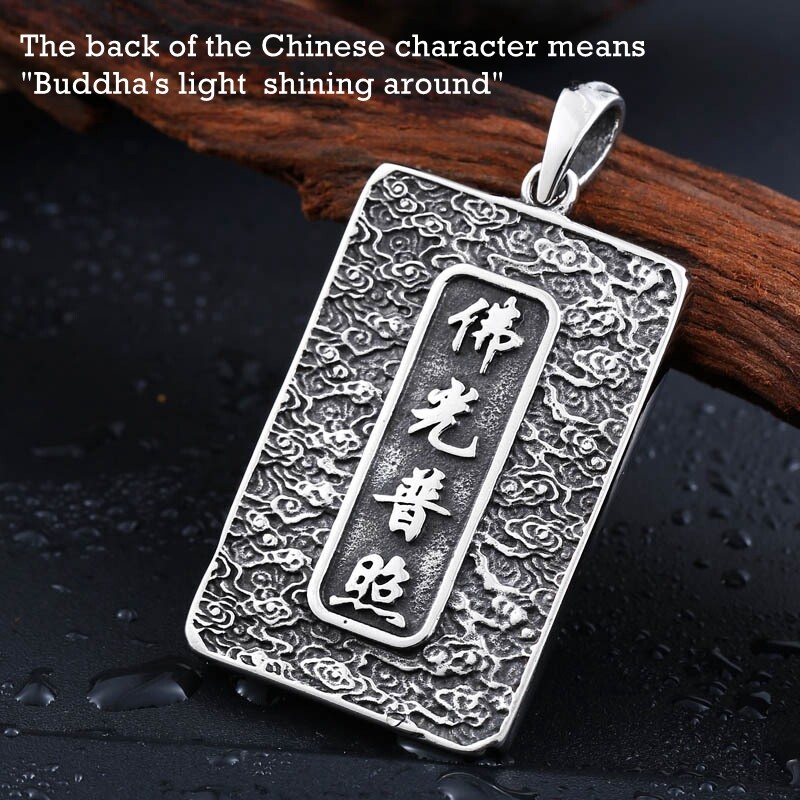 MENDEL Stainless Steel Mens Thai Tibetan Large Amulet Buddha Pendant Necklace