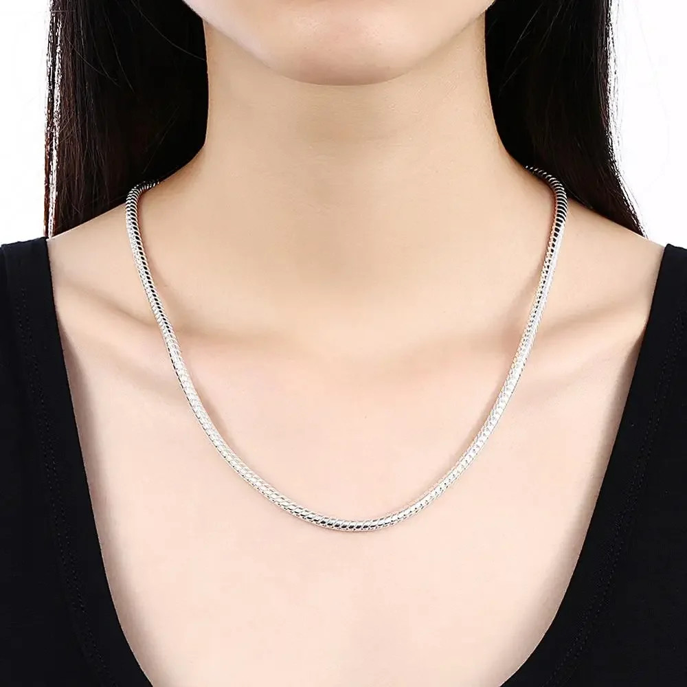 Silver Color 16/18/20/22/24/26/30 Inch Snake Chain Bracelet Necklace Sets For