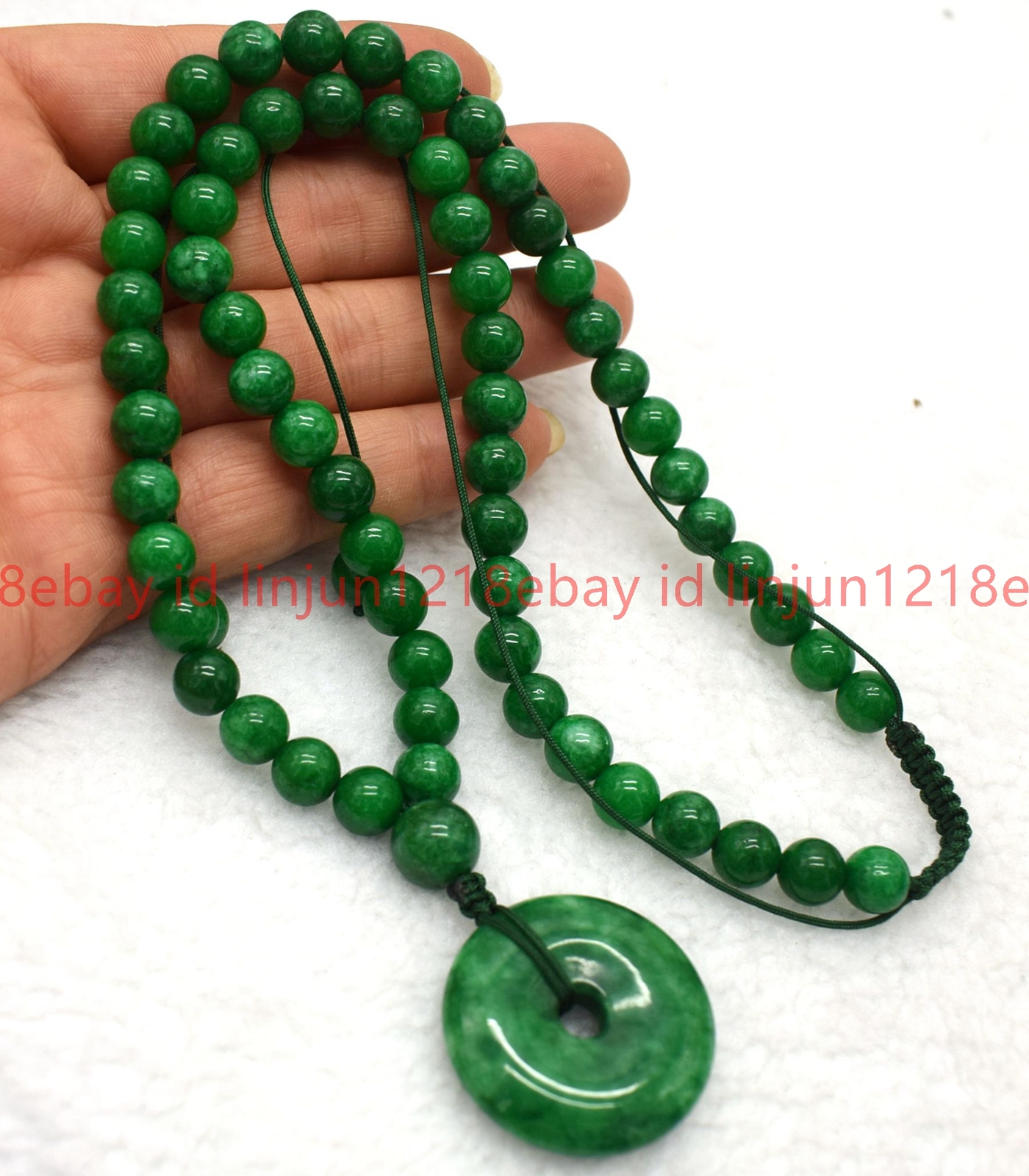 New Natural 6/8/10mm Green Jadeite Round Gemstone Beaded Pendant Necklace 18in