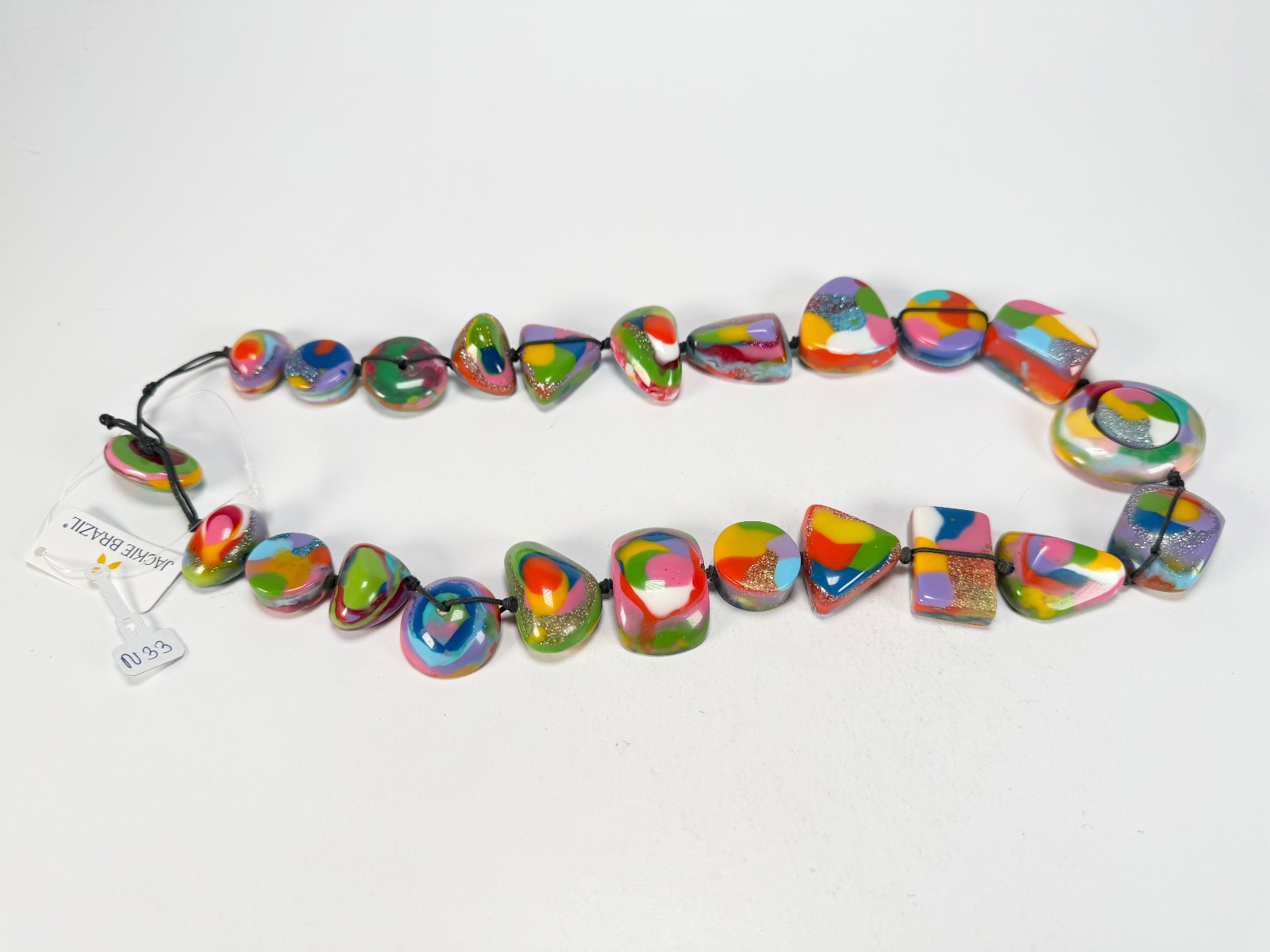 Jackie Brazil “Indiana” Kandinsky Multi-Bead Medium Resin 70cm Necklace (N0033)