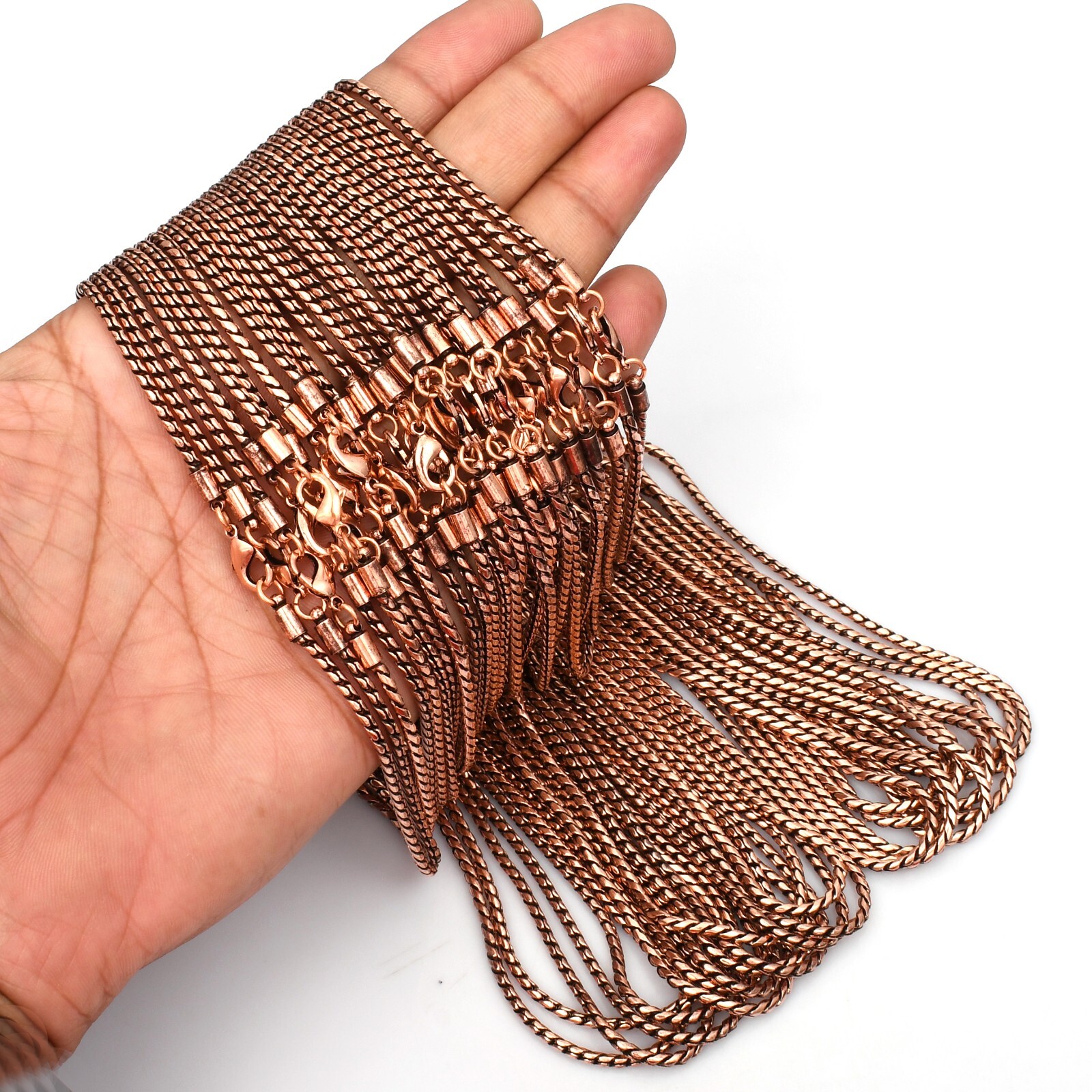 24″ Copper Bead 25 Pic Chain With Hook or Lobster Clasp,Solid High Finished lot