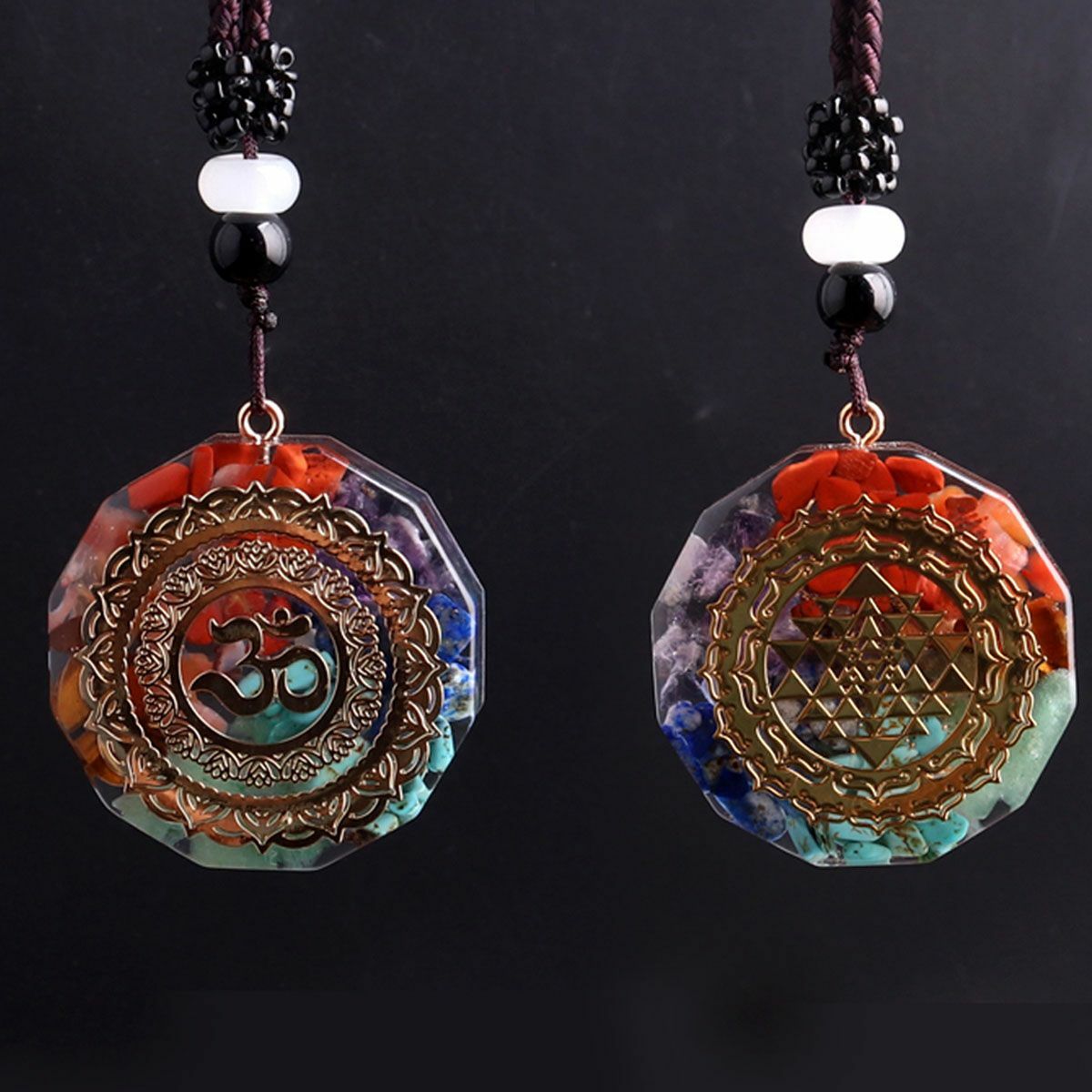 7 Chakra Natural Stone Energy Pendant Necklace Yoga Reiki Healing Amulet Gifts