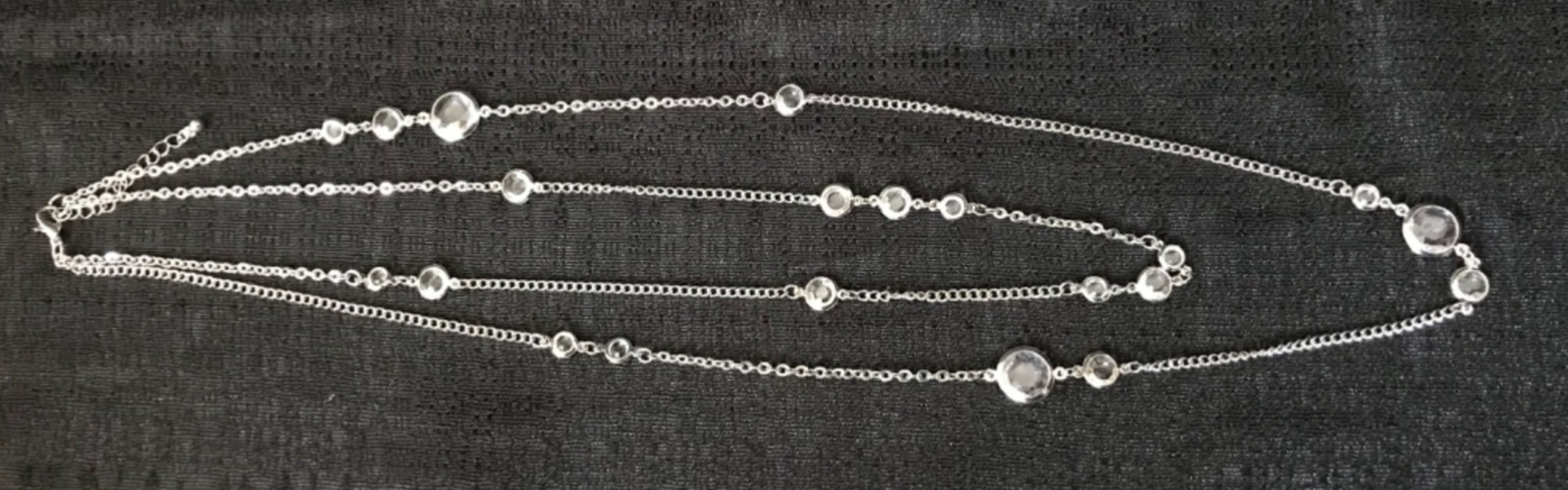 15 in – 26 in Silver Necklace w/ 20 Clear Crystals