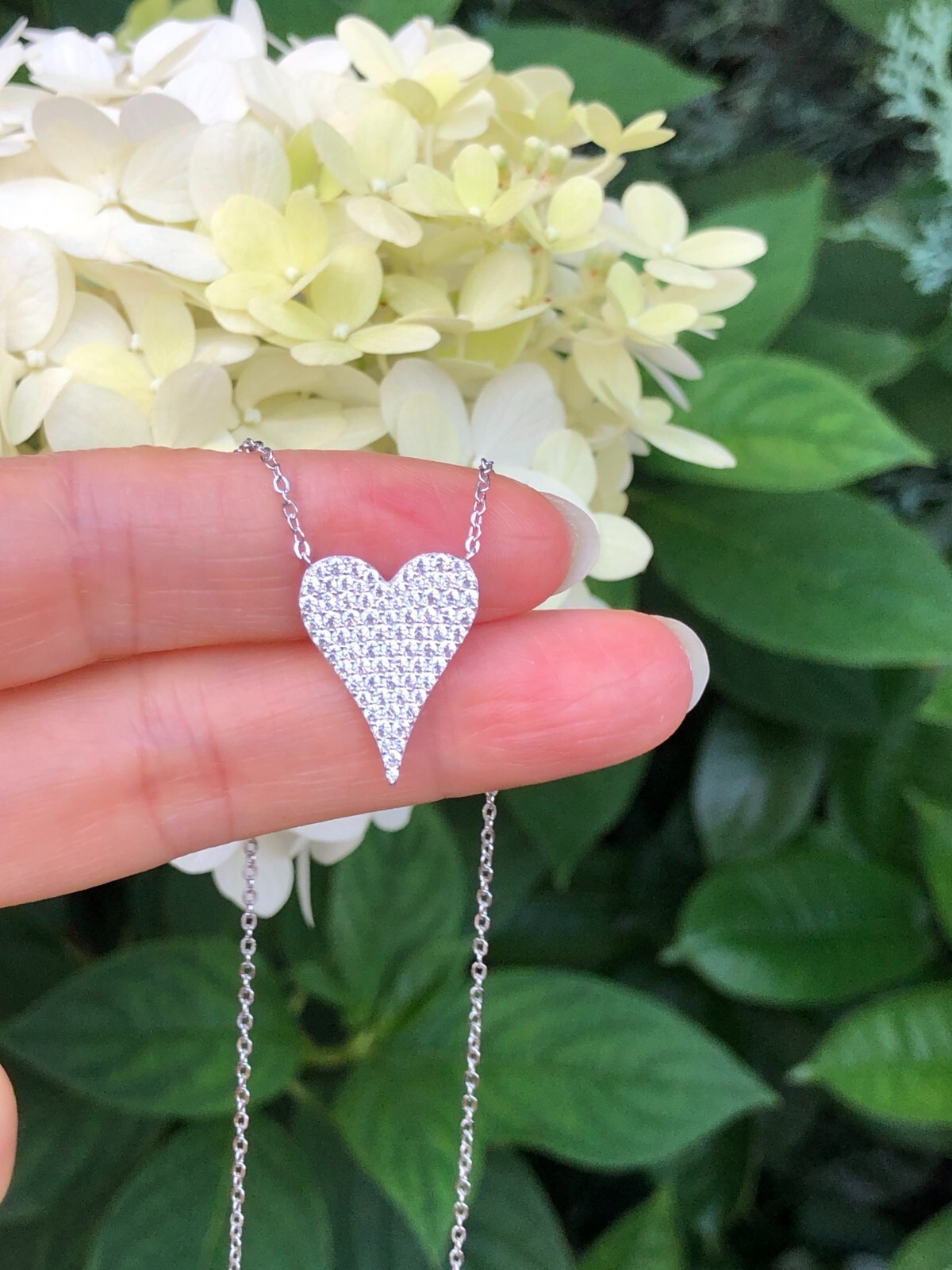 Cz Heart Pendant Necklace 925 Sterling Silver Pave Cz Heart Love Charm 19mm0.75″