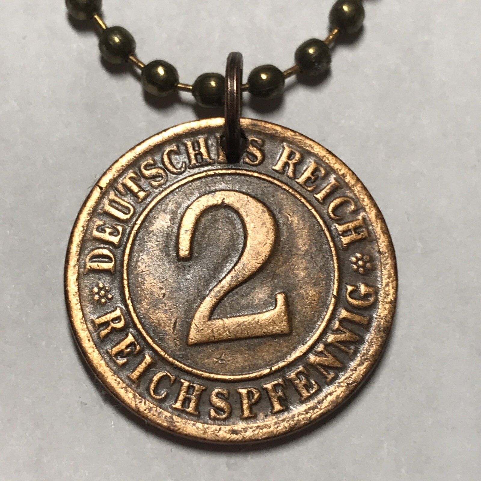🔥 Real German 1924 J Germany 2 Reichspfennig Wheat Coin Pendant. Great 🎁
