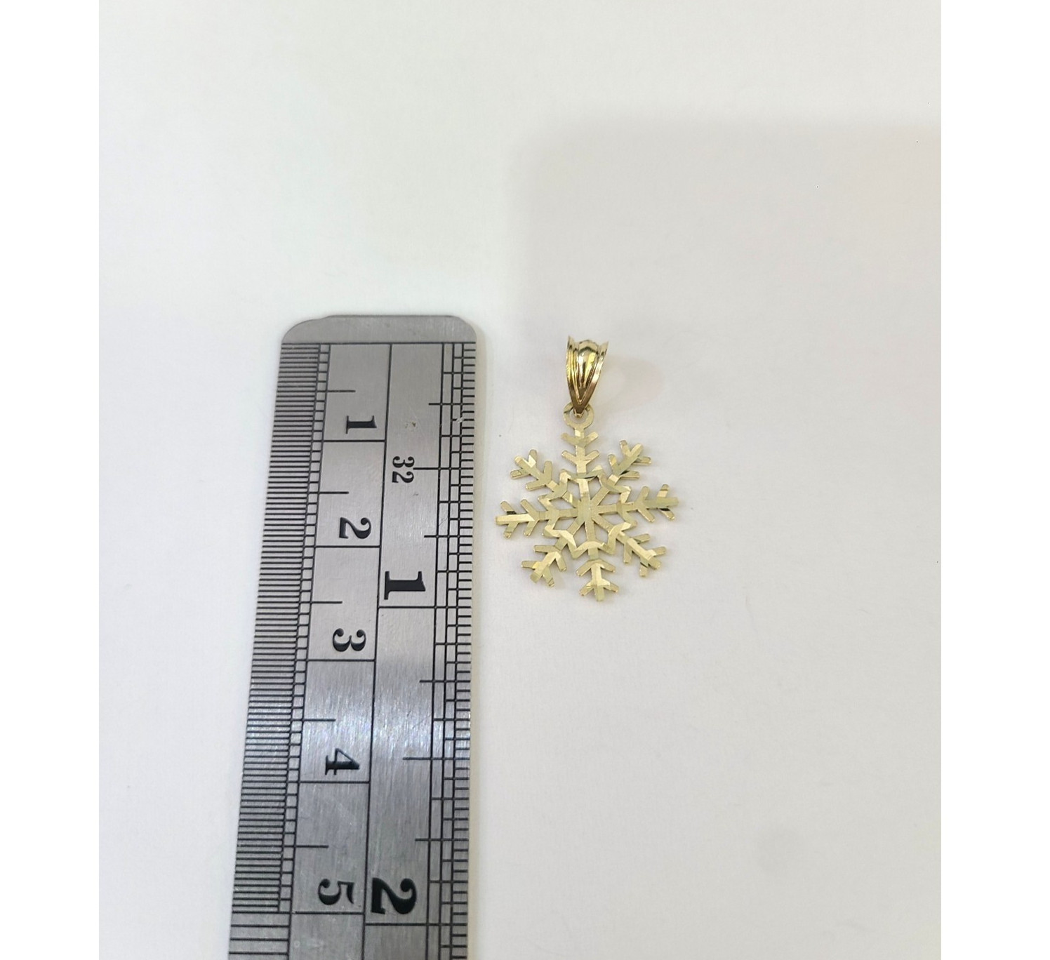 10K Yellow Gold Franco Chain Snowflake Pendant 1mm 16 18 20 22 24 Women Men