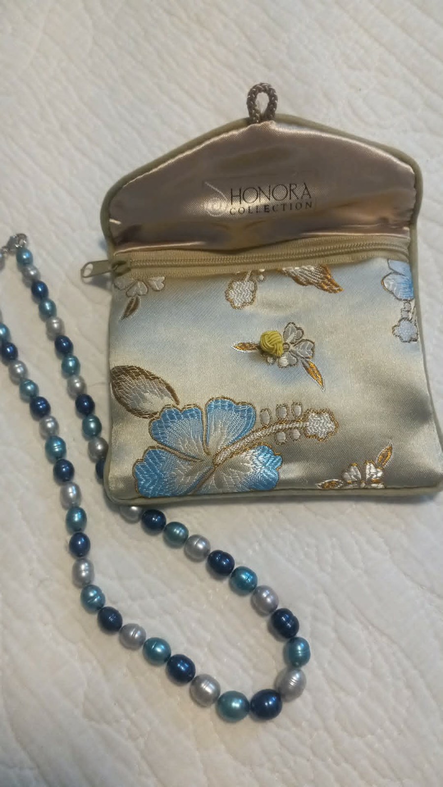 HONORA 18” Blue , Gray 7-8mm Cultured Pearl Necklace with .925 Silver Clasp