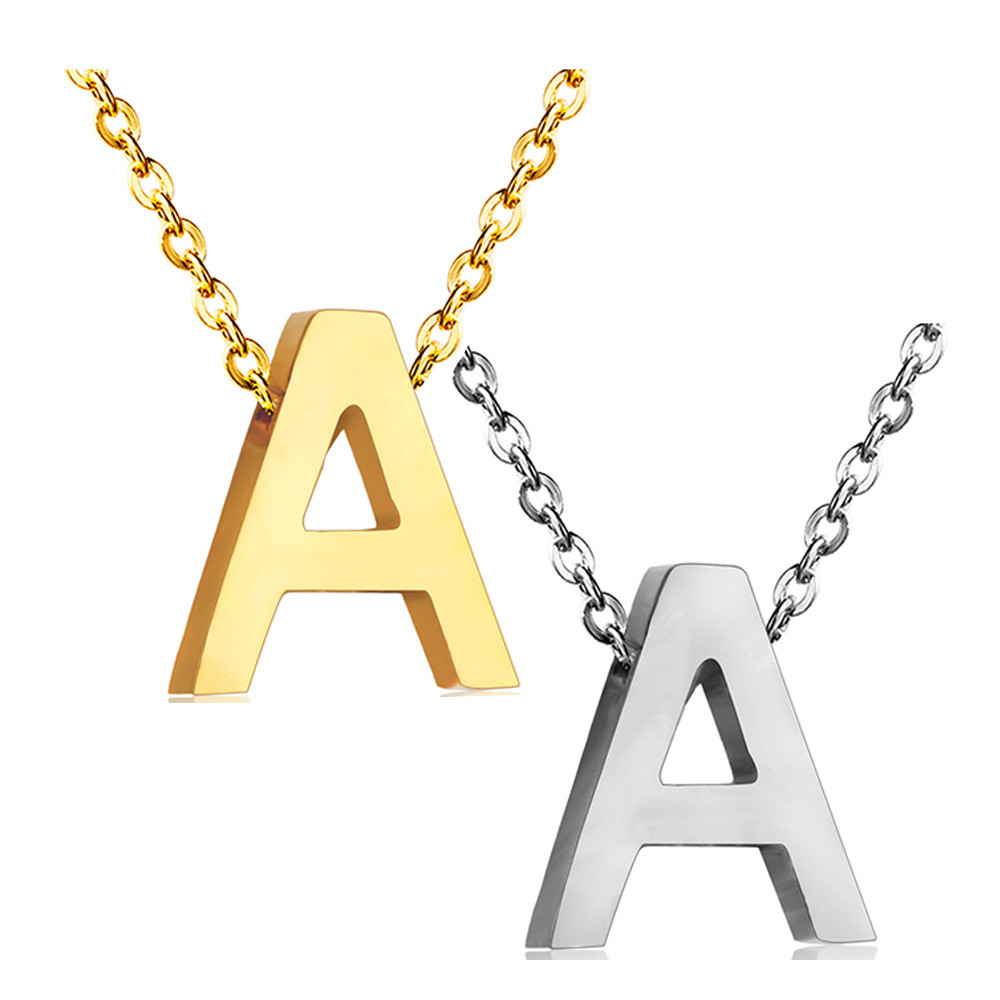 Stainless Steel Women’s Unisex 18 Inch Necklace Pendant Letter Lobster Clasp S3