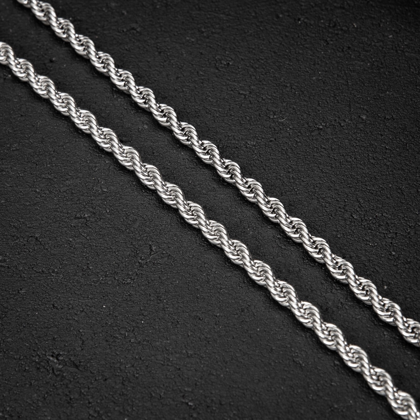 Solid White Gold Plated Heavy 316 Stainless Steel 6MM Twist Rope Chain Necklace