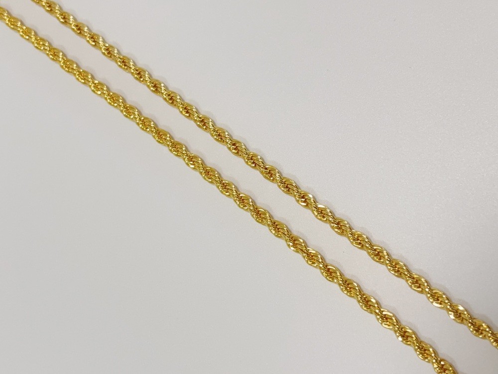 REAL 18K Yellow Gold Twisted Singapore Sparkle Chain Necklace 5mm 60cm