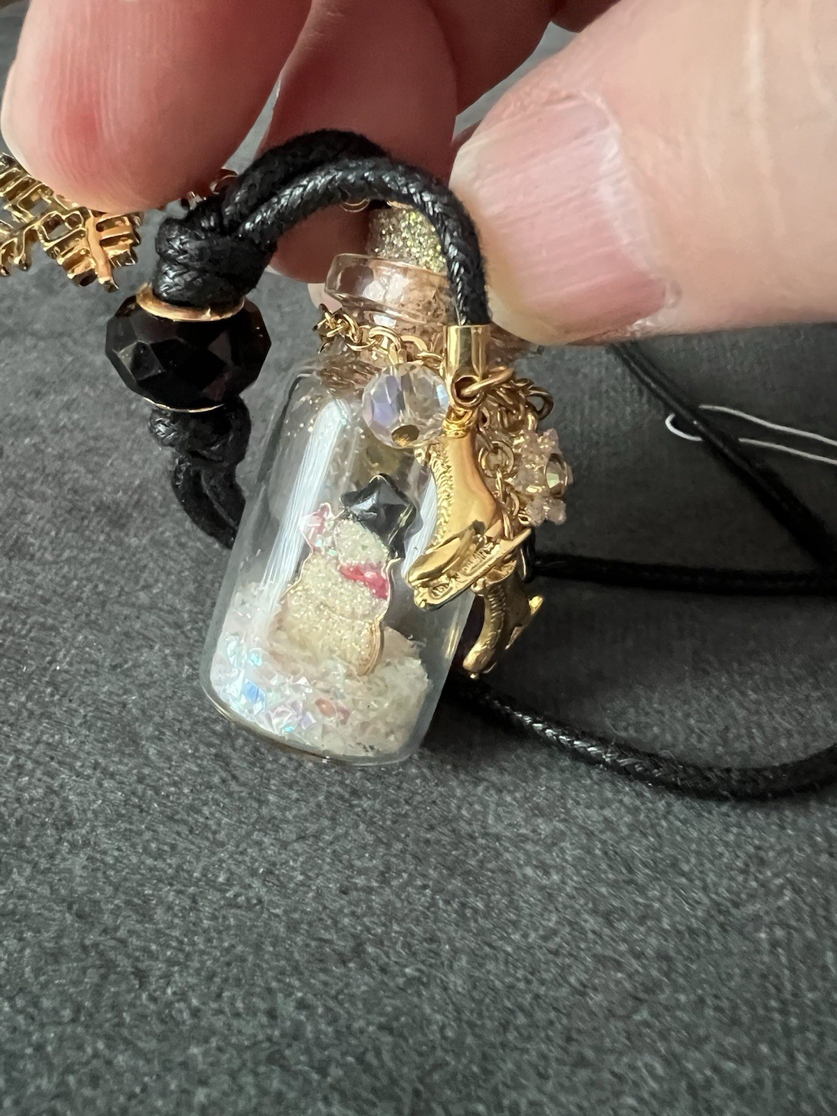 Kirks Folly Snowman In A Bottle Winter Charm Cord Necklace w/ Box & Tag