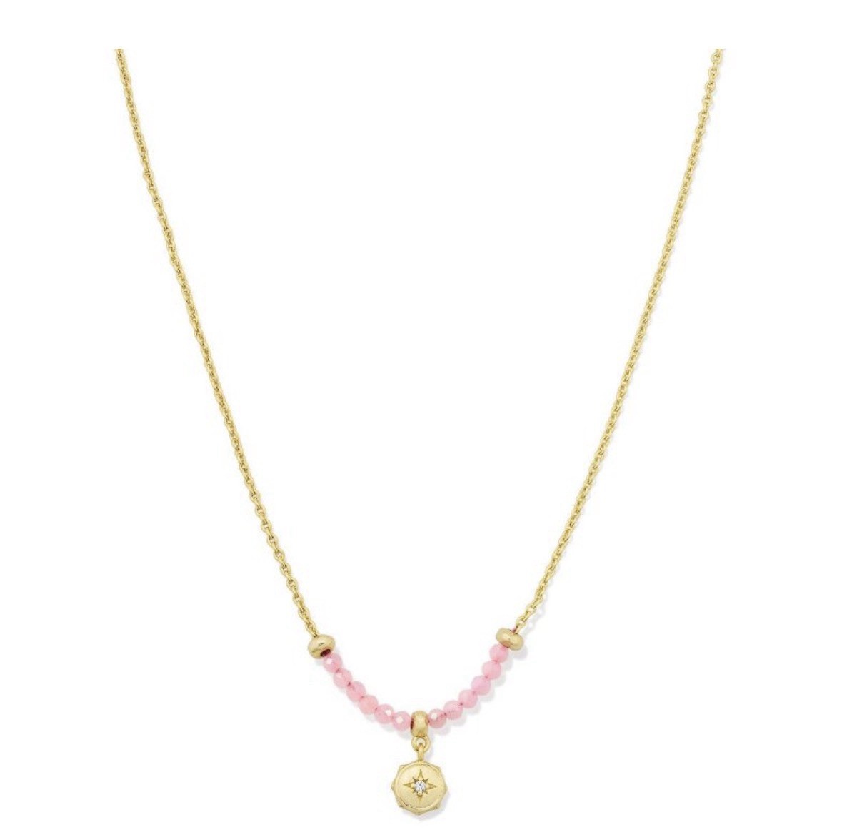 Kendra Scott Marie Beaded Pendant Necklace – Gold/Mauve Quartzite One Size