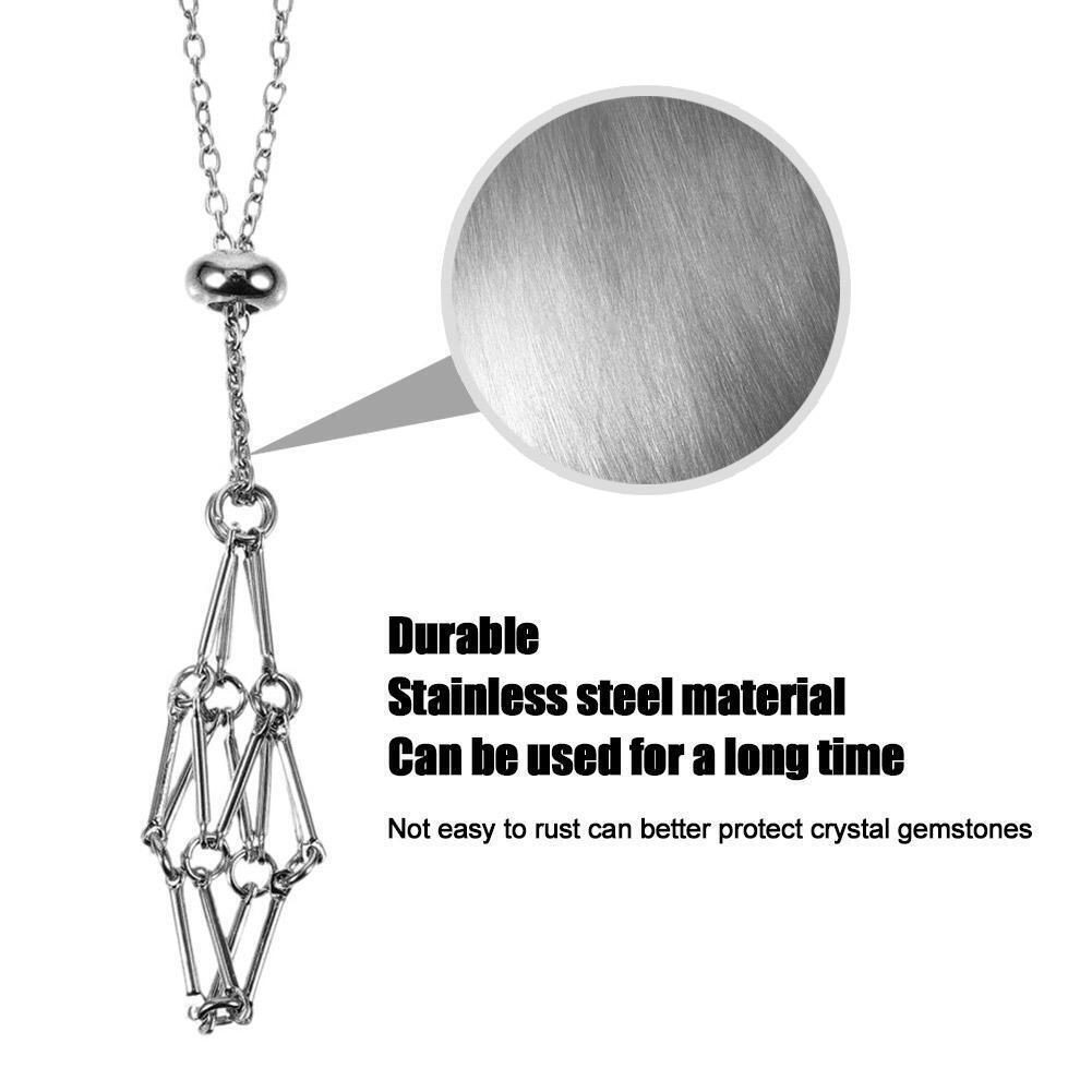 3xCrystal Holder Cage Necklace Set Stone Holder Necklace for Crystals Metal Net
