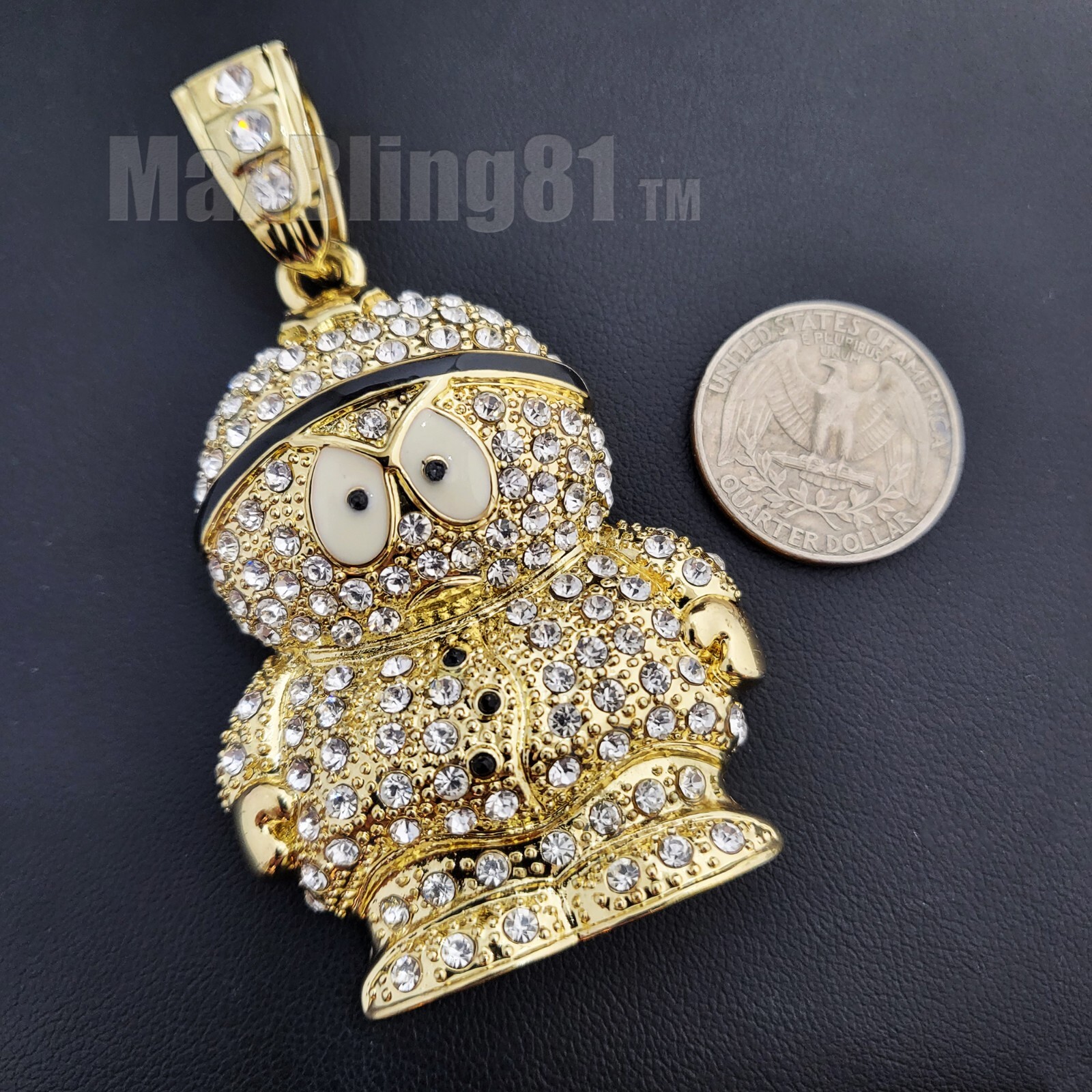 Hip Hop Iced Gold Plated Large South Park Cartoon Cubic Zirconia Charm Pendant