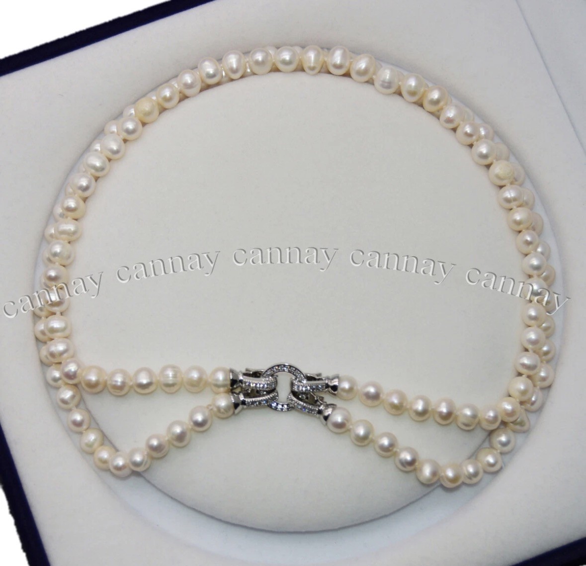 2 Strands Real Natural 7-8mm White Freshwater Cultured Pearl Necklace 18-20”