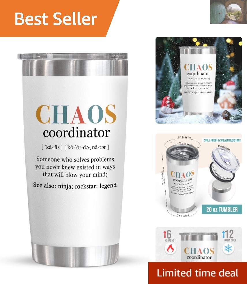 20 oz Chaos Coordinator Insulated Tumbler – Perfect Christmas Gift for Women
