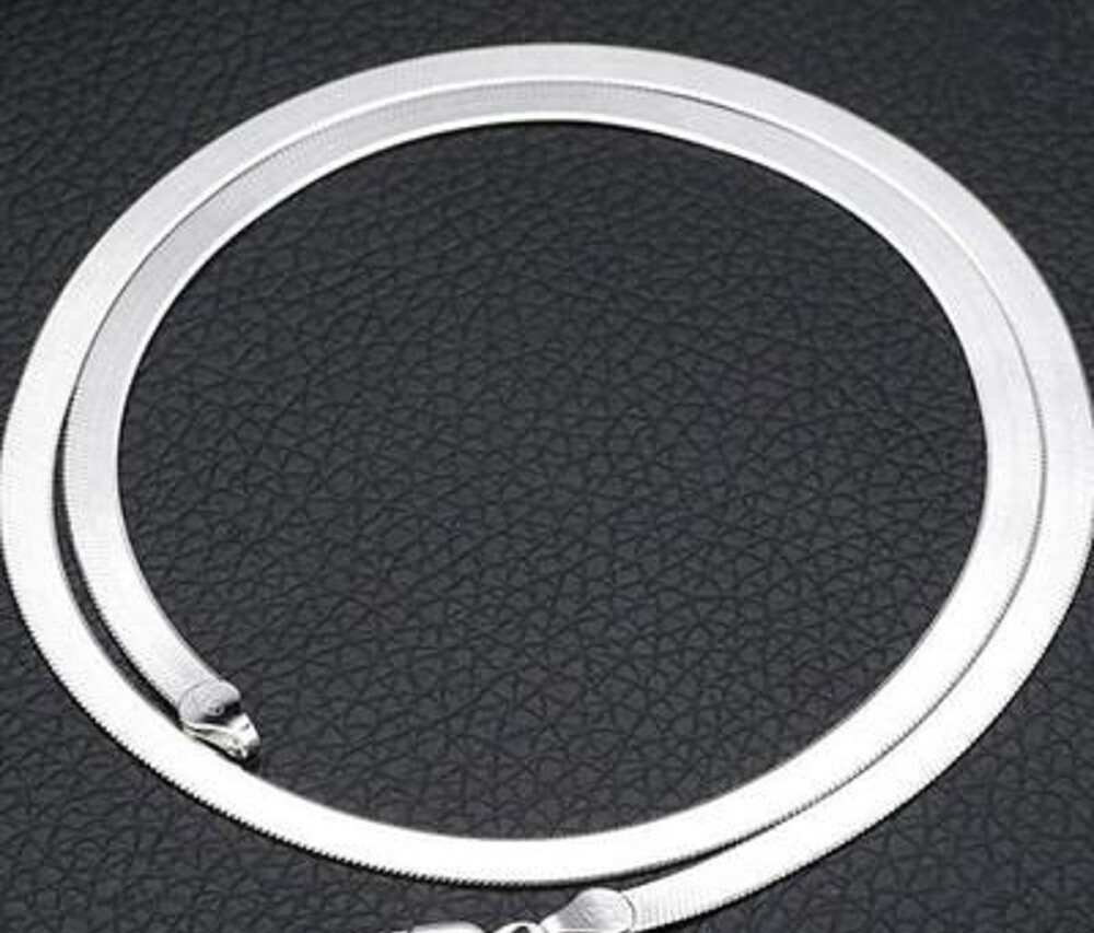 18K White Gold Filled Hypo-Allergenic 2mm/3/4/5mm Herringbone Chain Necklace B14