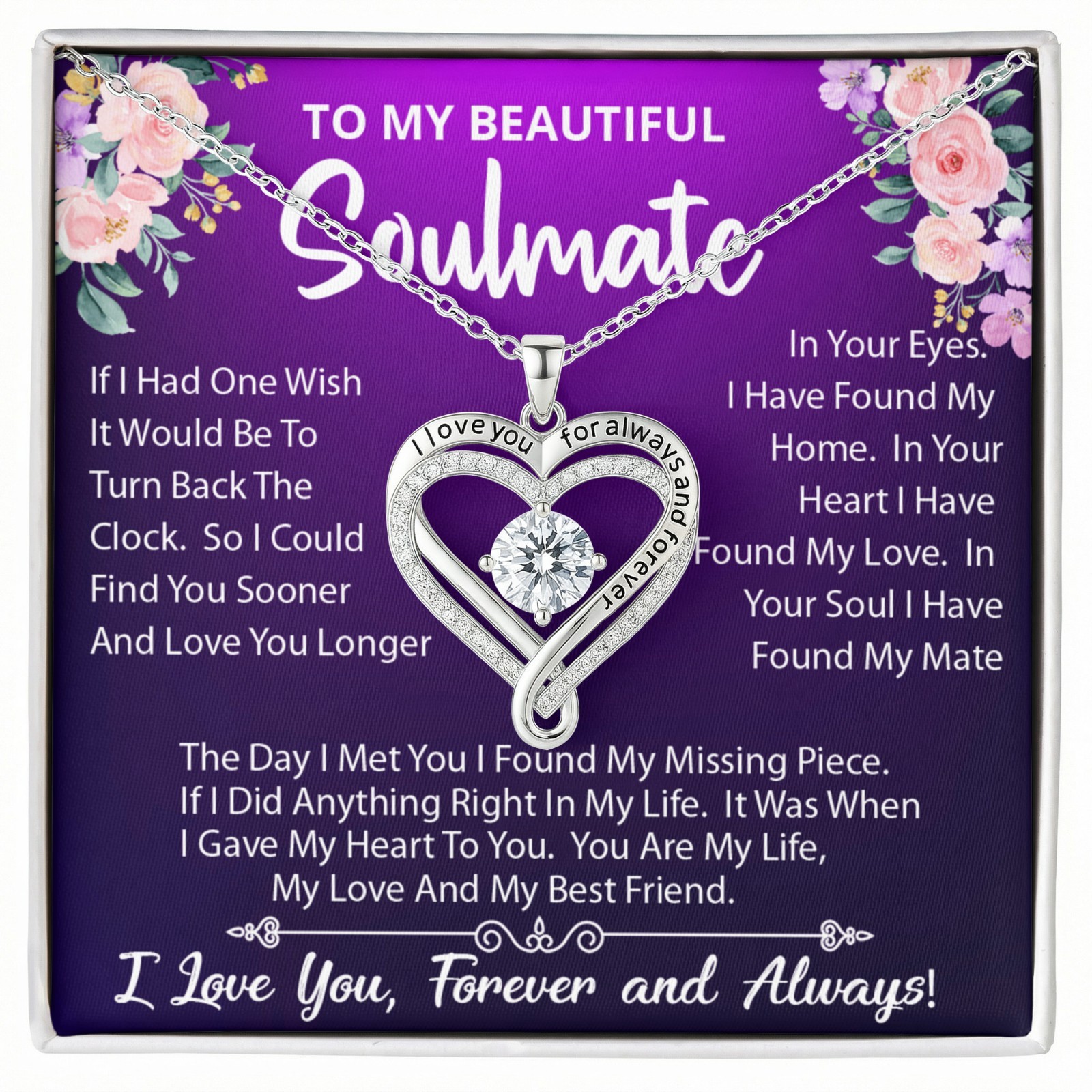 To My Soulmate Necklace Birthday/Anniversary/Valentine Gift for Wife/Girlfriend