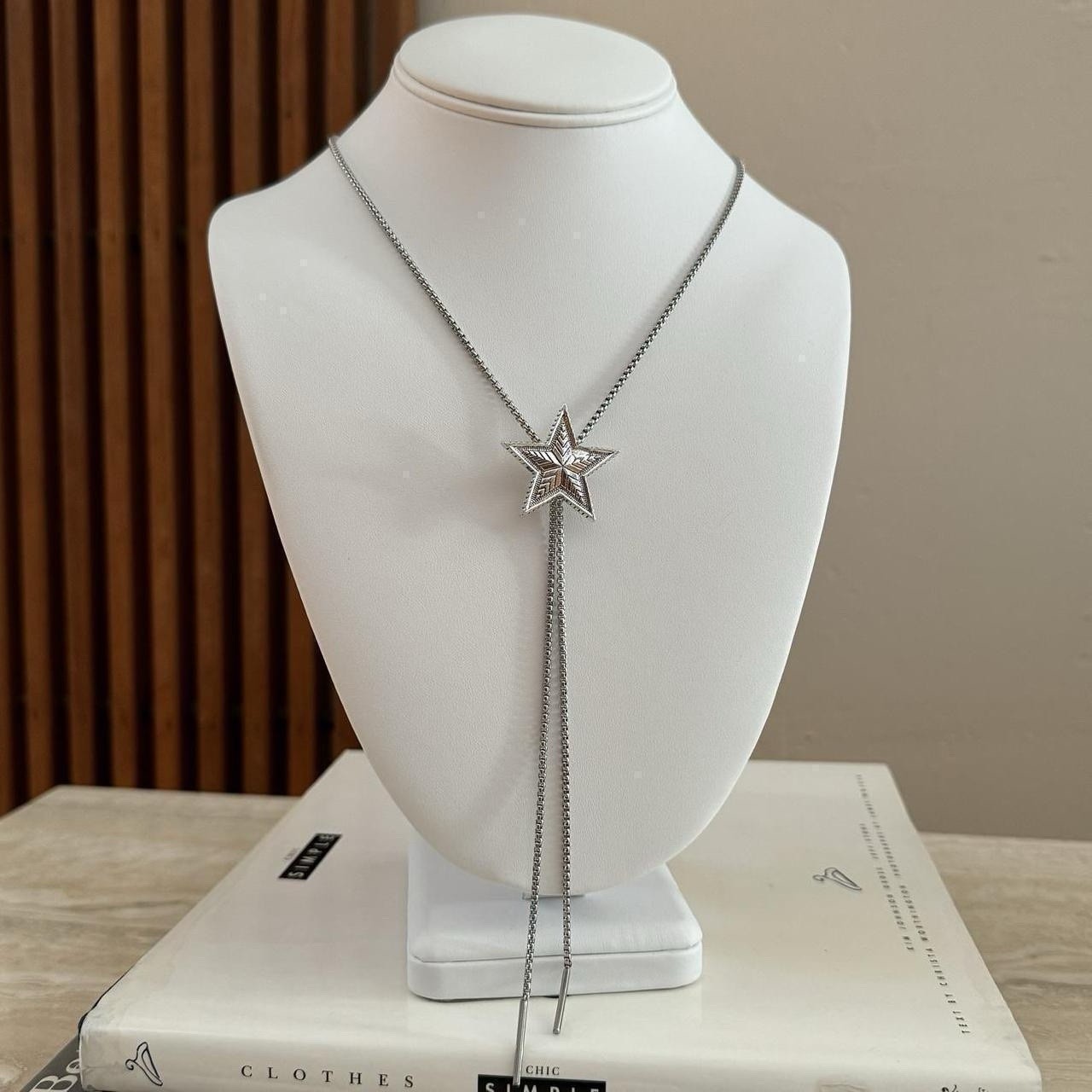 Silver Star Bolo Tie Chain Necklace