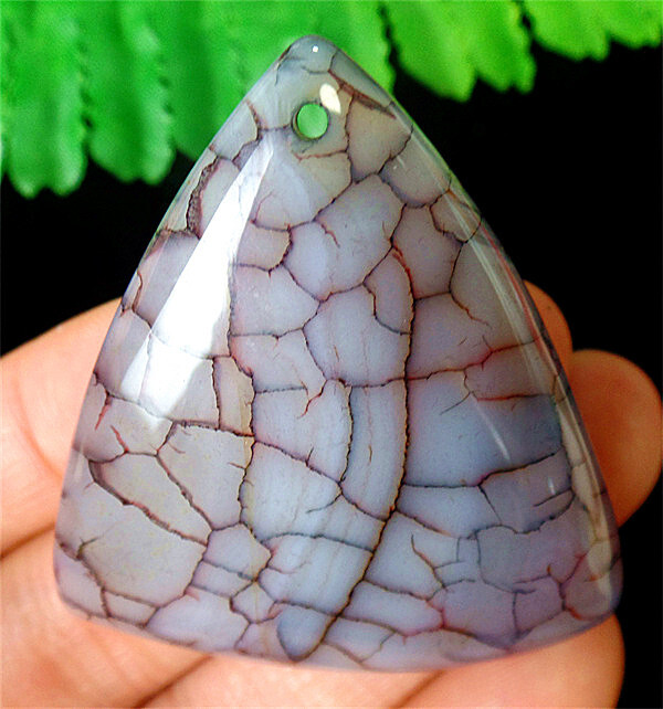 47x43x7mm Gray Dragon Veins Agate Triangle Healing Pendant Bead EA88671