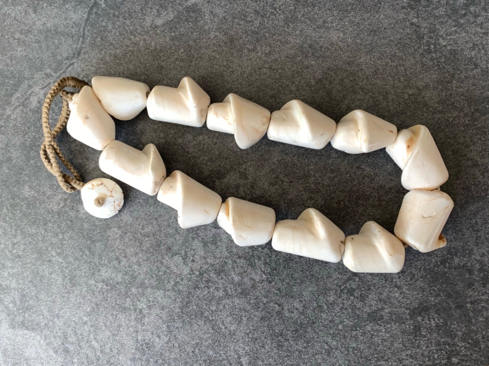 Rare Large Naga Conch Beads, 15-25-35mm, 1.25-1.5″, 24″ length Necklace 83