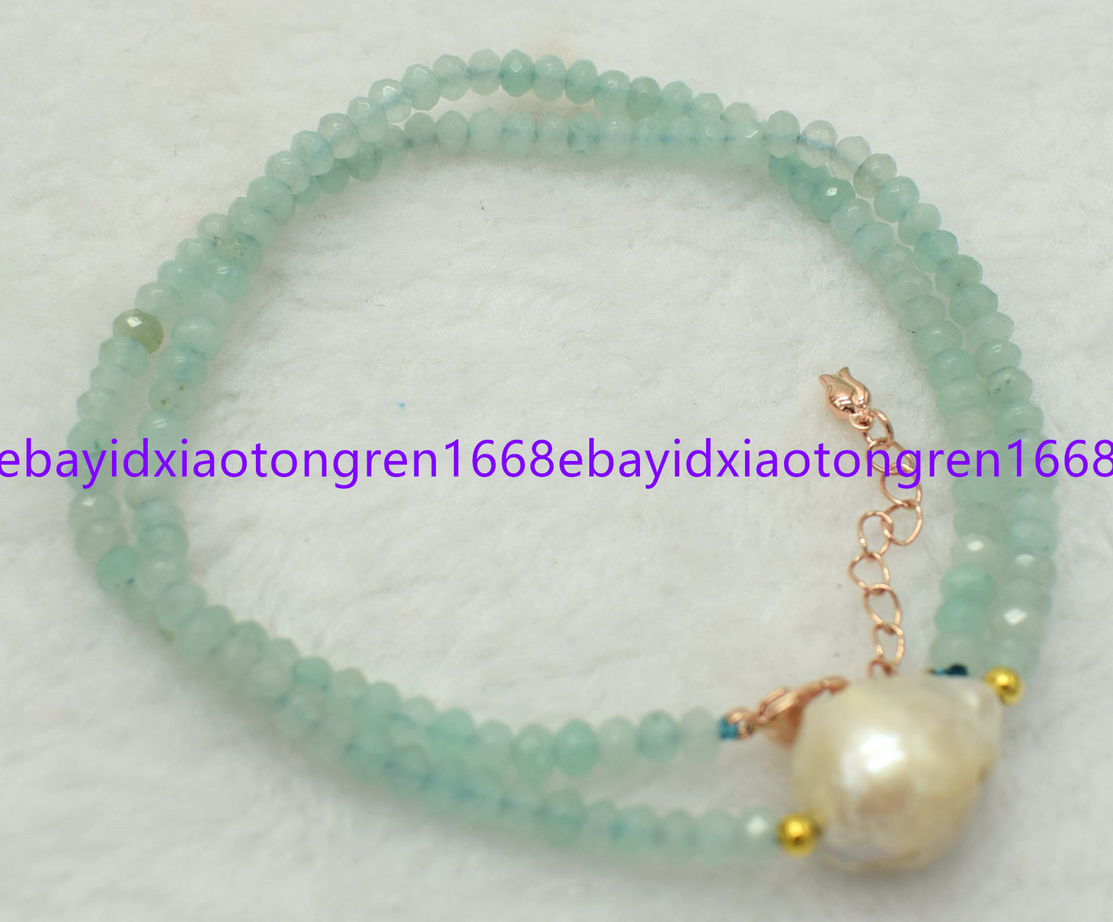 2x4mm Light Blue Aquamarine Rondelle & White Baroque Pearl Necklace 18-30 Inch