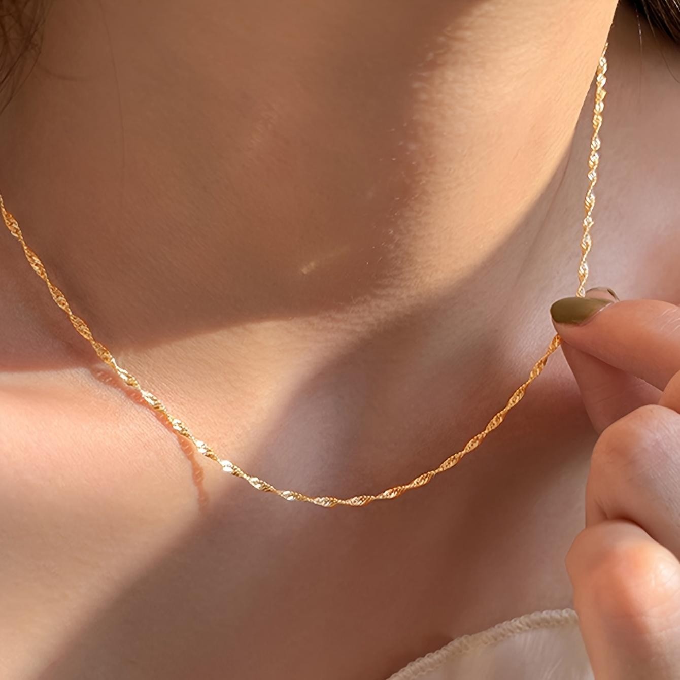 Necklace Exquisite Gold Plated Stainless Steel Thin Chain for Women Simple Style