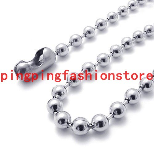 1.5-12mm Fashion Women Men Silver Ball Bead Chain Stainless Steel Necklace16-40″