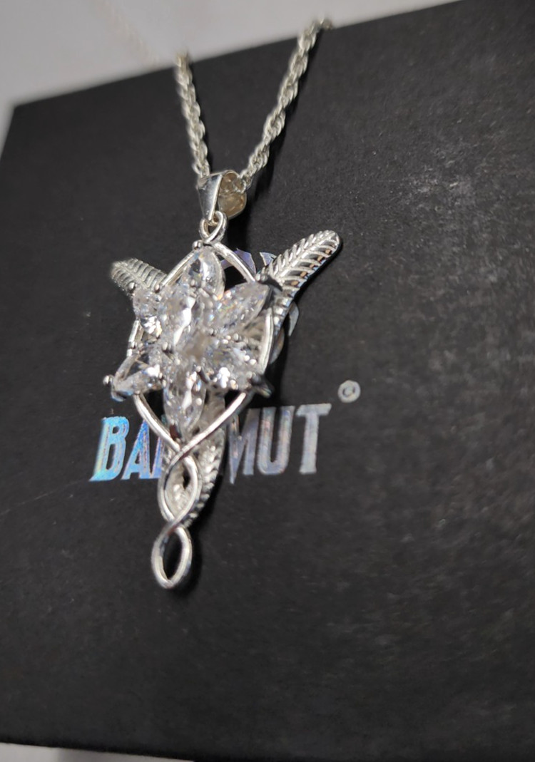 Bahamut Sterling Silver Arwen Evenstar Pendant 1.5″ Necklace 18″+2″