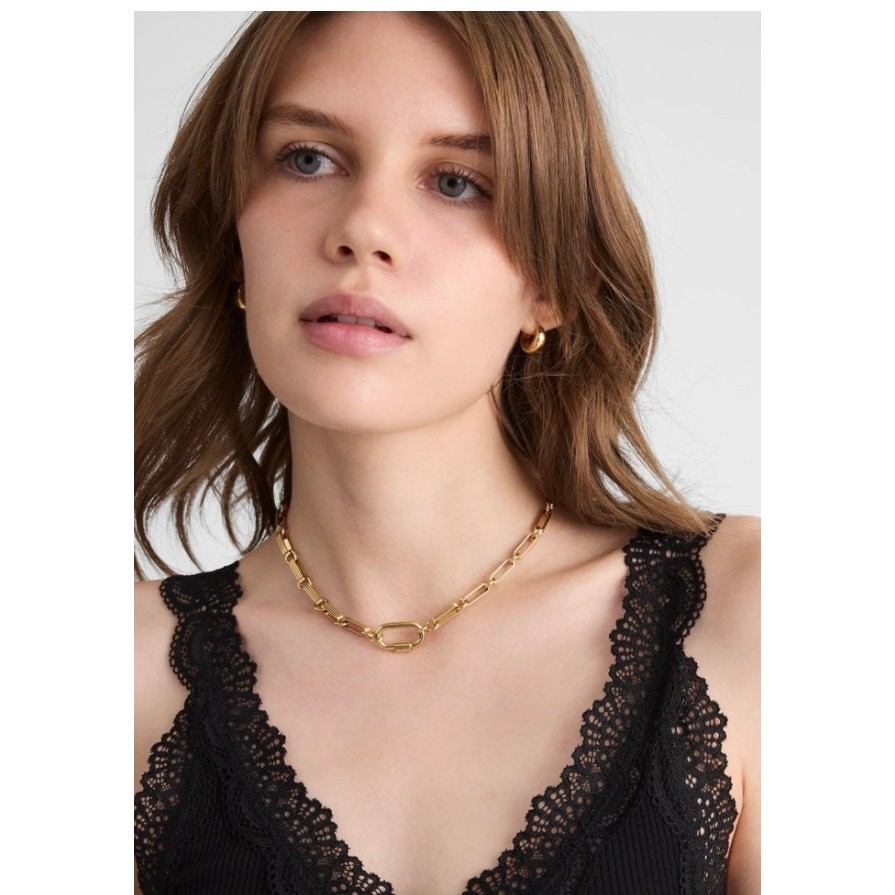 Madewell Womens Carabiner Mixed Chain Necklace Antique Gold One Size NWOT