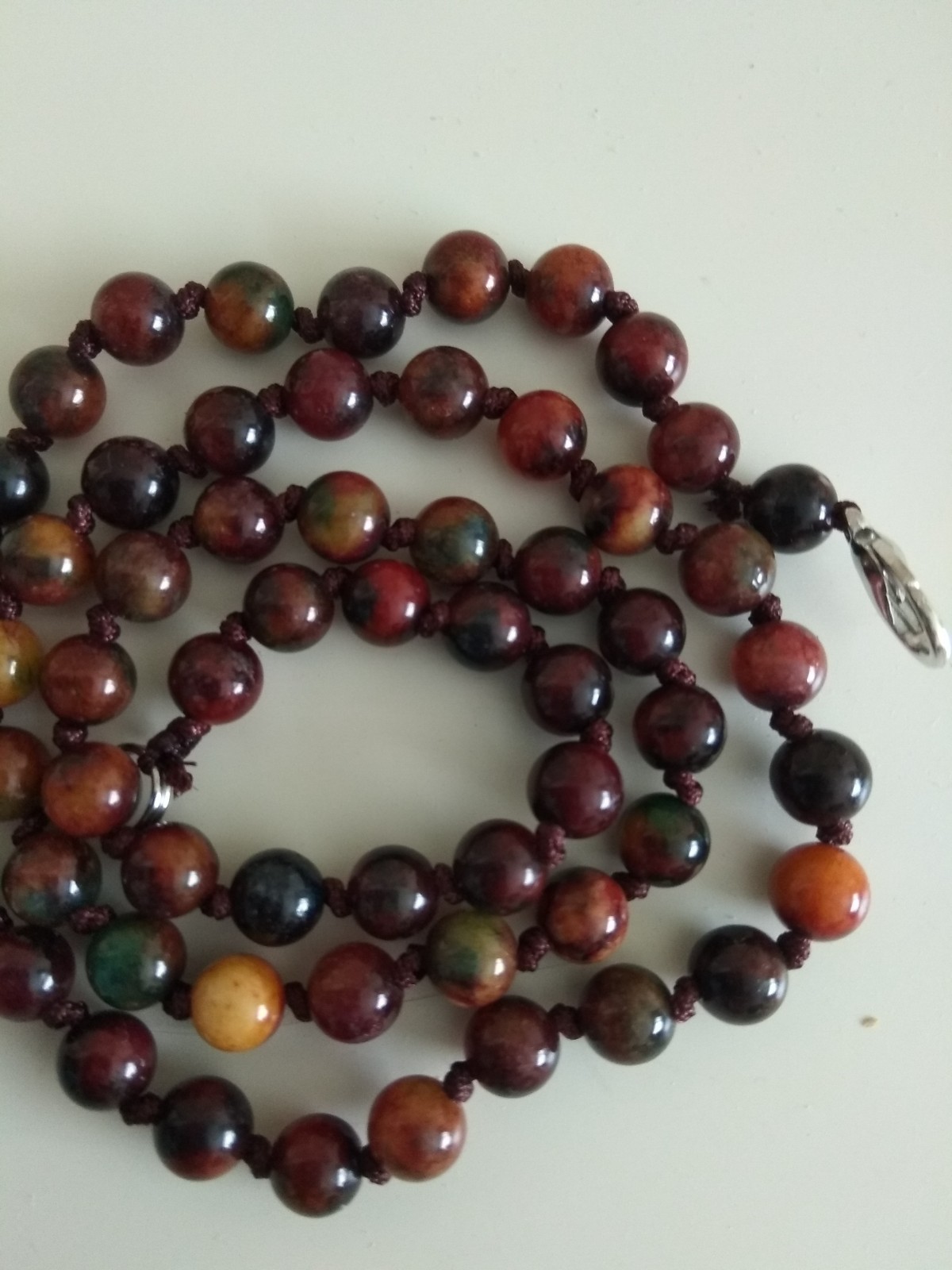 Natural 6mm Brownish red agate gemstone beads necklace 18″-439-56