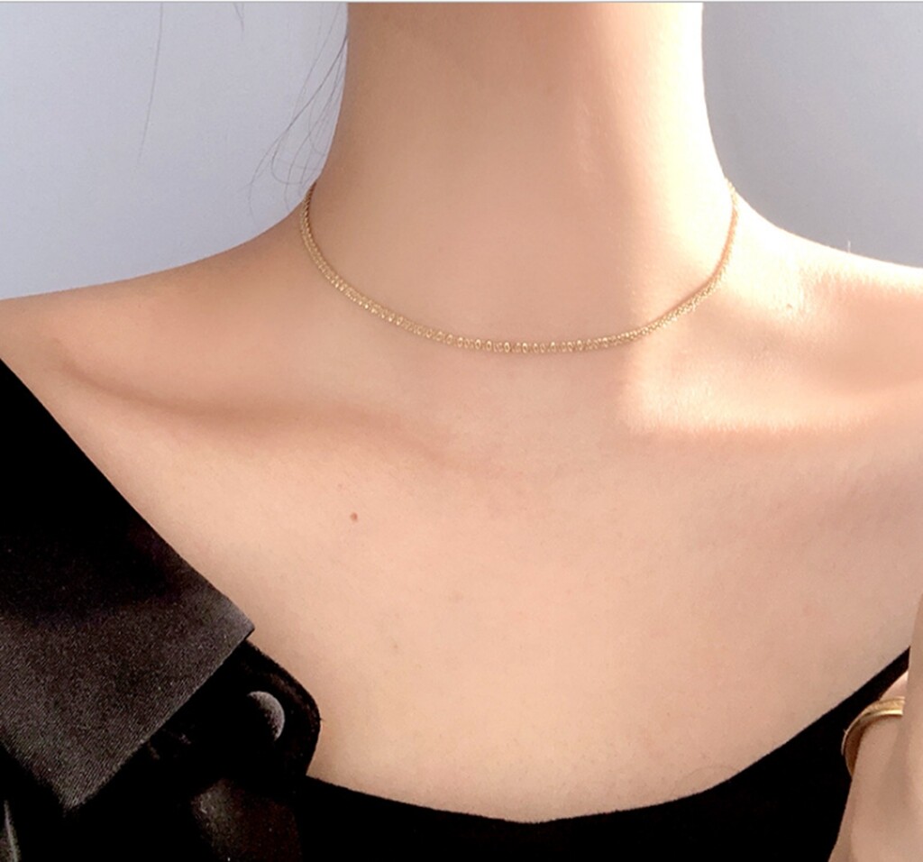 Girl / Women Titanium Stainless Steel Margarita Chain Choker Necklace 14.5-16″