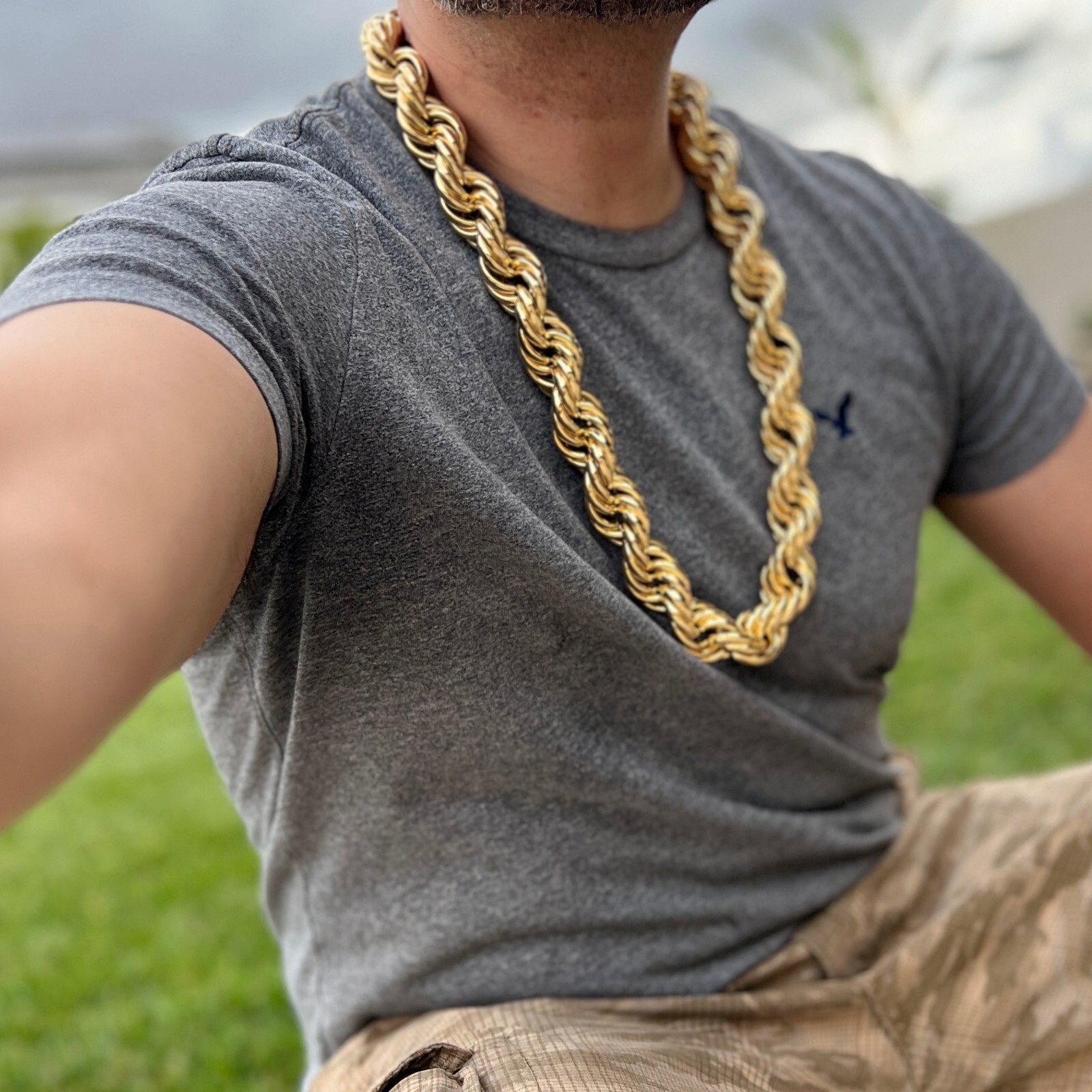Huge Mens 14k Gold Plated Chain Hollow Rope Dookie 25MM x 30″ Hip Hop Necklace
