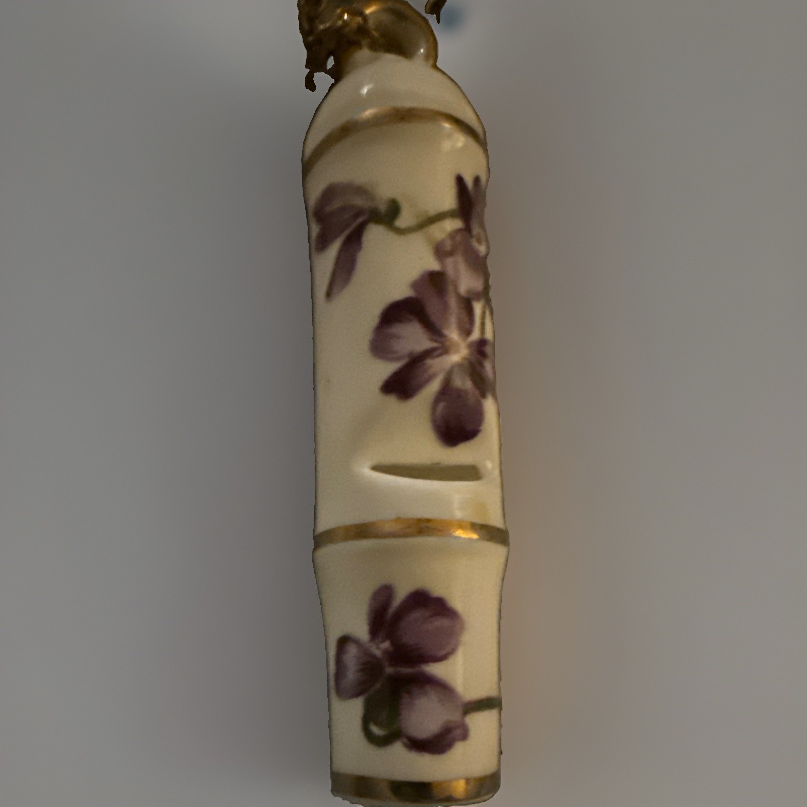 VTG Hammersley Fine Bone China Floral whistle Pendant Necklace Chain Signed