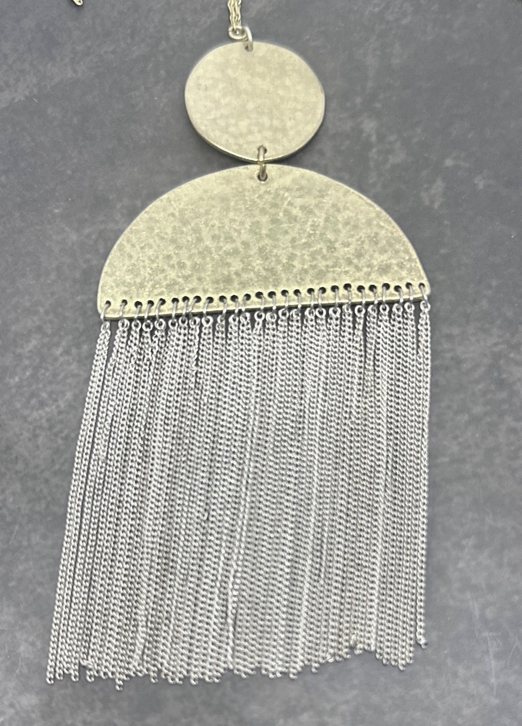 Anthropologie Skirted Geometry Gold Tone/Silver Tone Fringe Chain 32″ Necklace