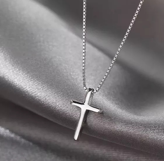 Cross Pendant Necklace Sterling Silver Plated