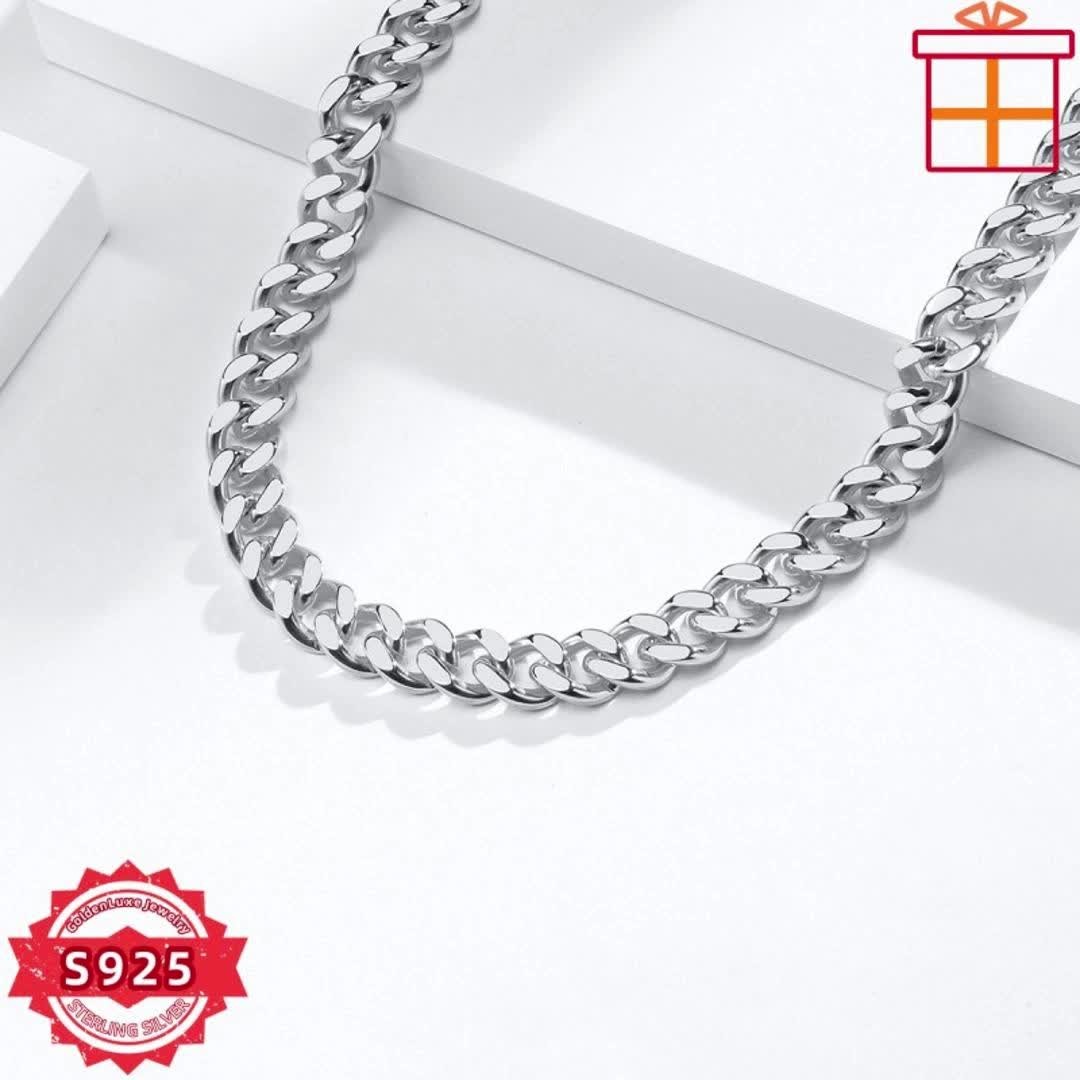 S925 Silver Cuban Chain Necklace 6mm 45cm 50cm 60cm For Women Daily Wear