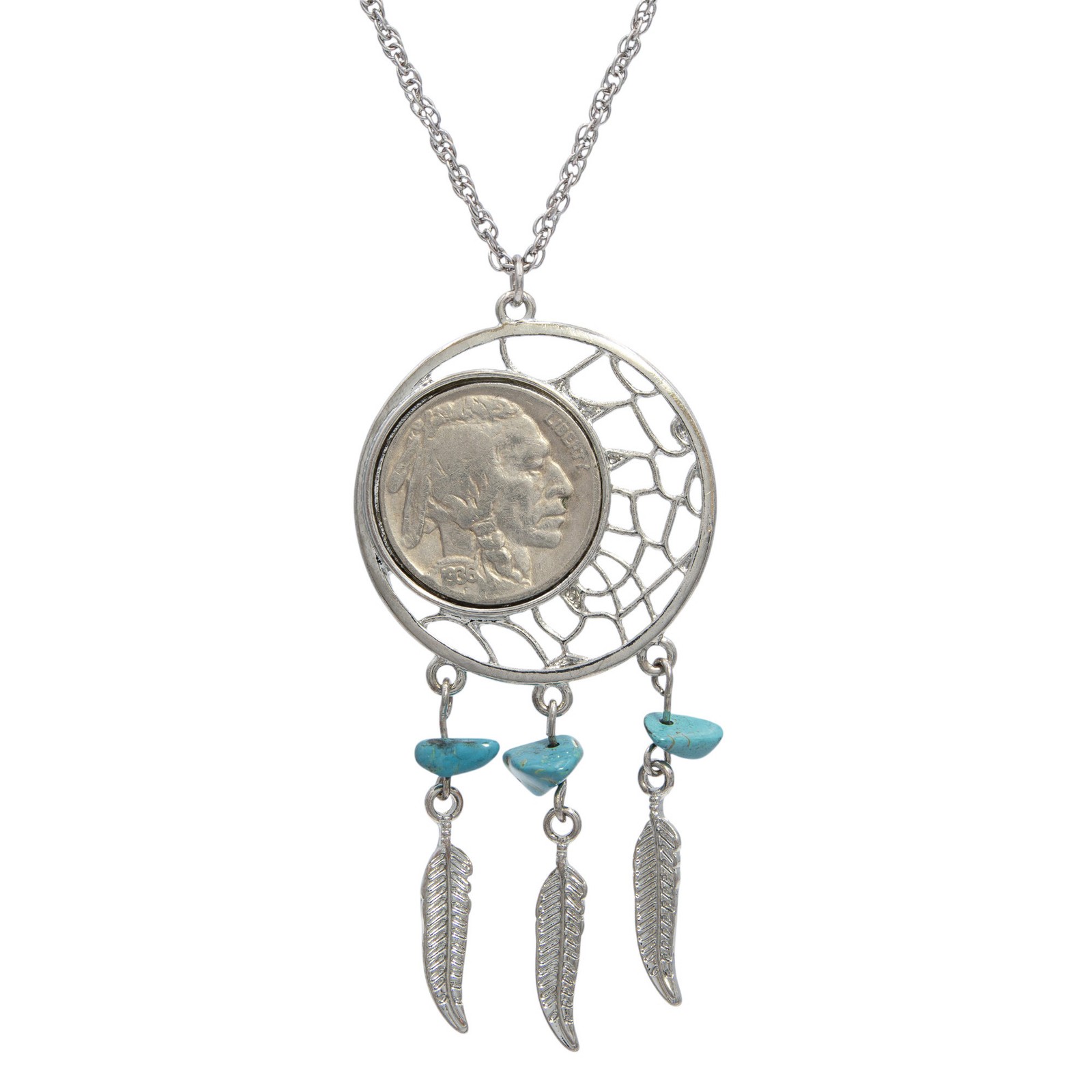 American Coin Treasures Buffalo Nickel Dream Catcher Pendant From 1920 To 1937