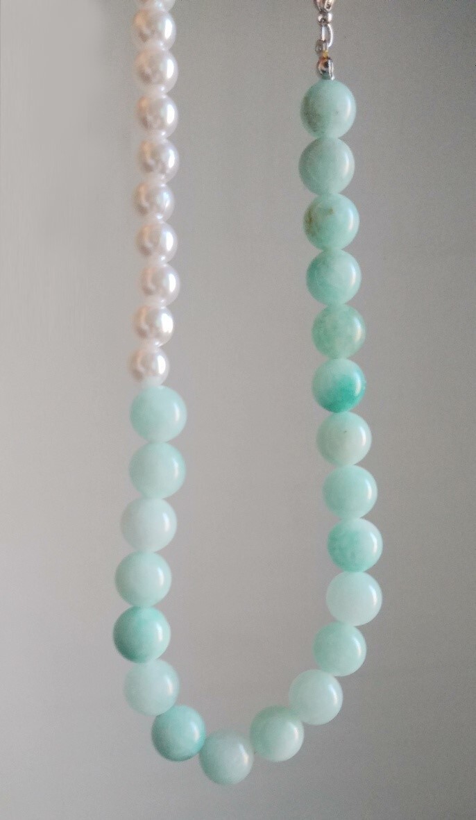 BTS Jungkook Half & Half Agate & Pearl Necklace Unisex Adult Teenagers