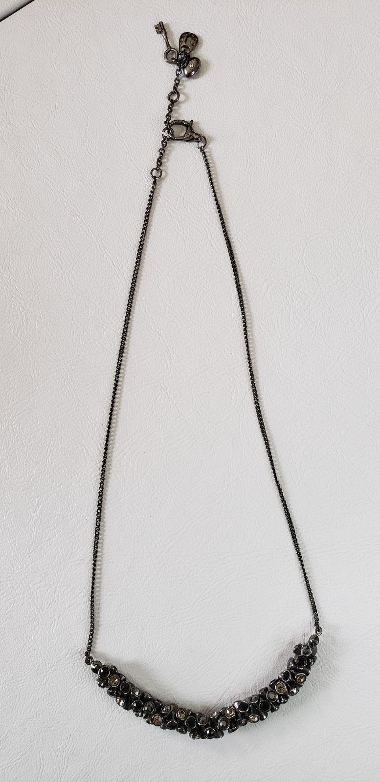 Fossil Necklace Gunmetal Finish with Black, Grey and Clear Crystals